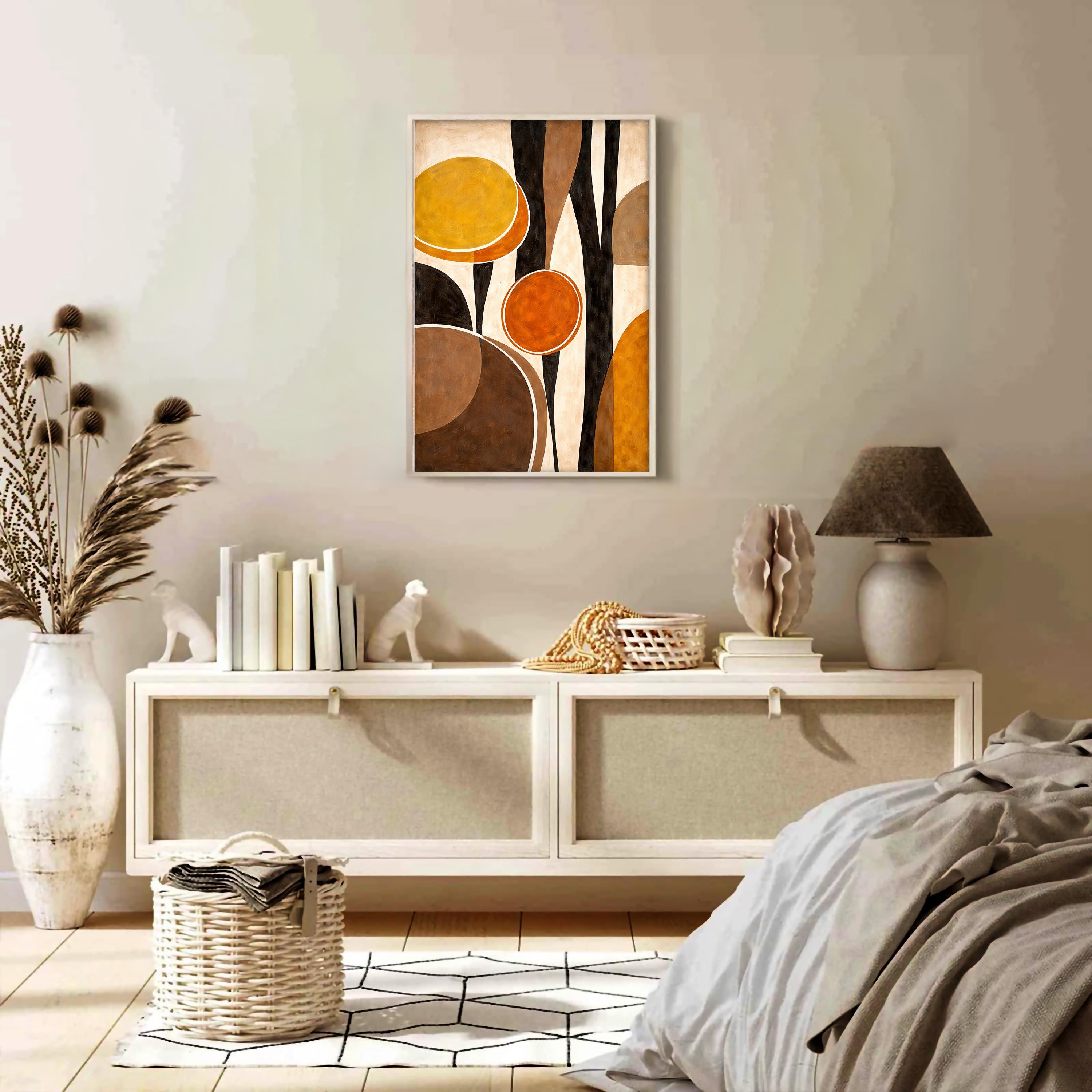 Soyut Toprak Tonları | Modern Sanat Çerçeveli Poster – Sıcak Tonlar ve Organik Şekiller