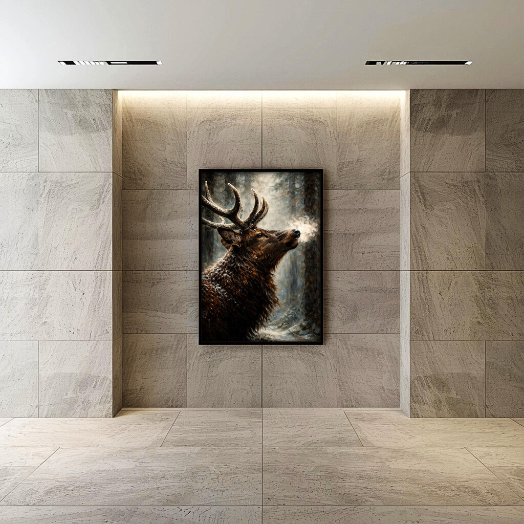 Görkemli Geyik Sanat Baskısı | Rustik Vahşi Yaşam Tablosu