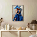Zarif Moda Portre Duvar Sanatı, Mavi Elbiseli Kadın Baskısı, Modern Kadınsı Dekorasyon