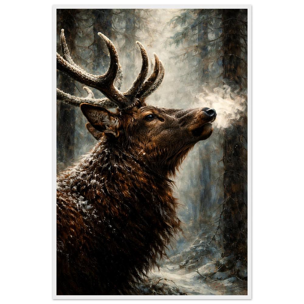 Görkemli Geyik Sanat Baskısı | Rustik Vahşi Yaşam Tablosu