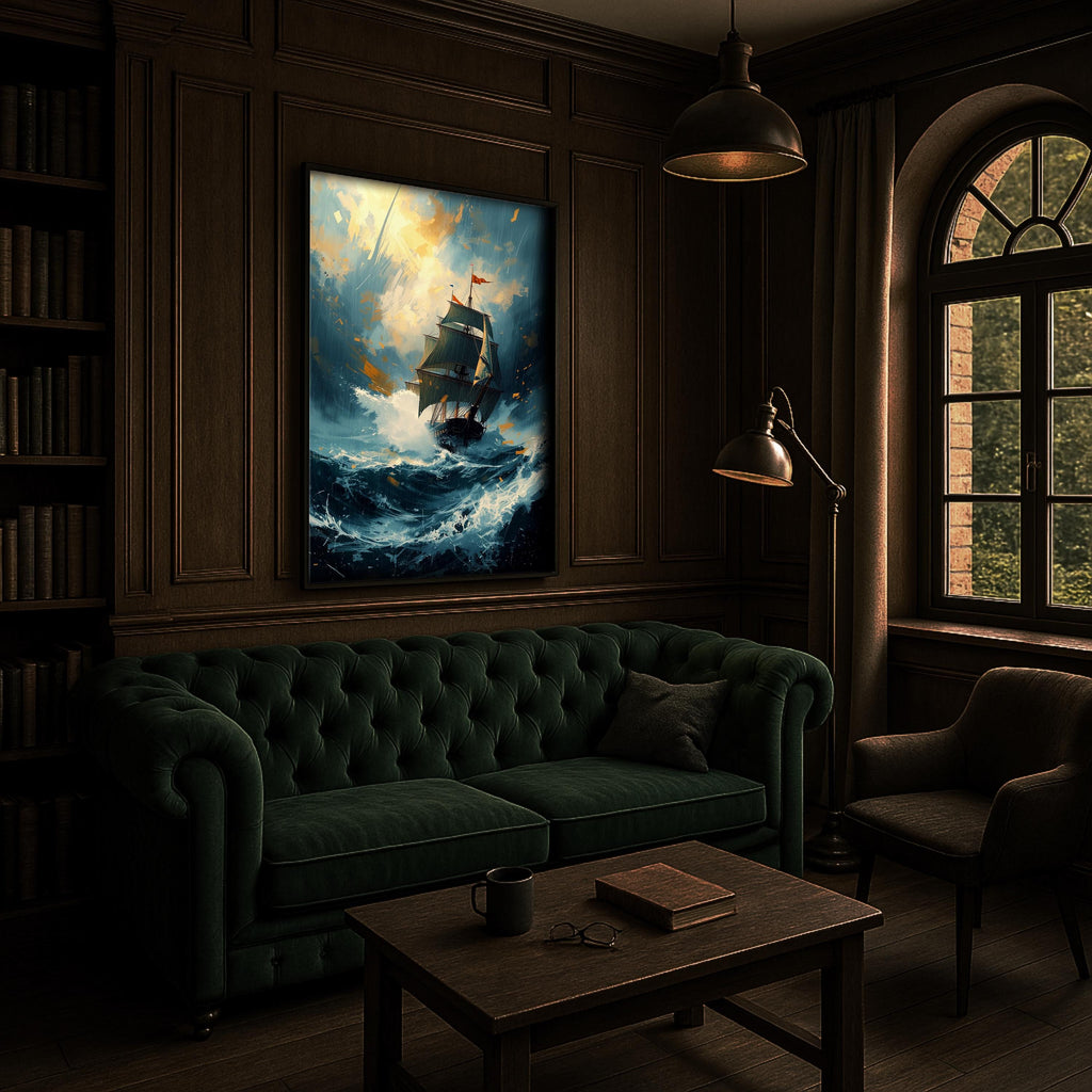 Yelkenli Gemi Duvar Sanatı | Denizcilik Temalı Baskı, Etkileyici Denizcilik Posteri