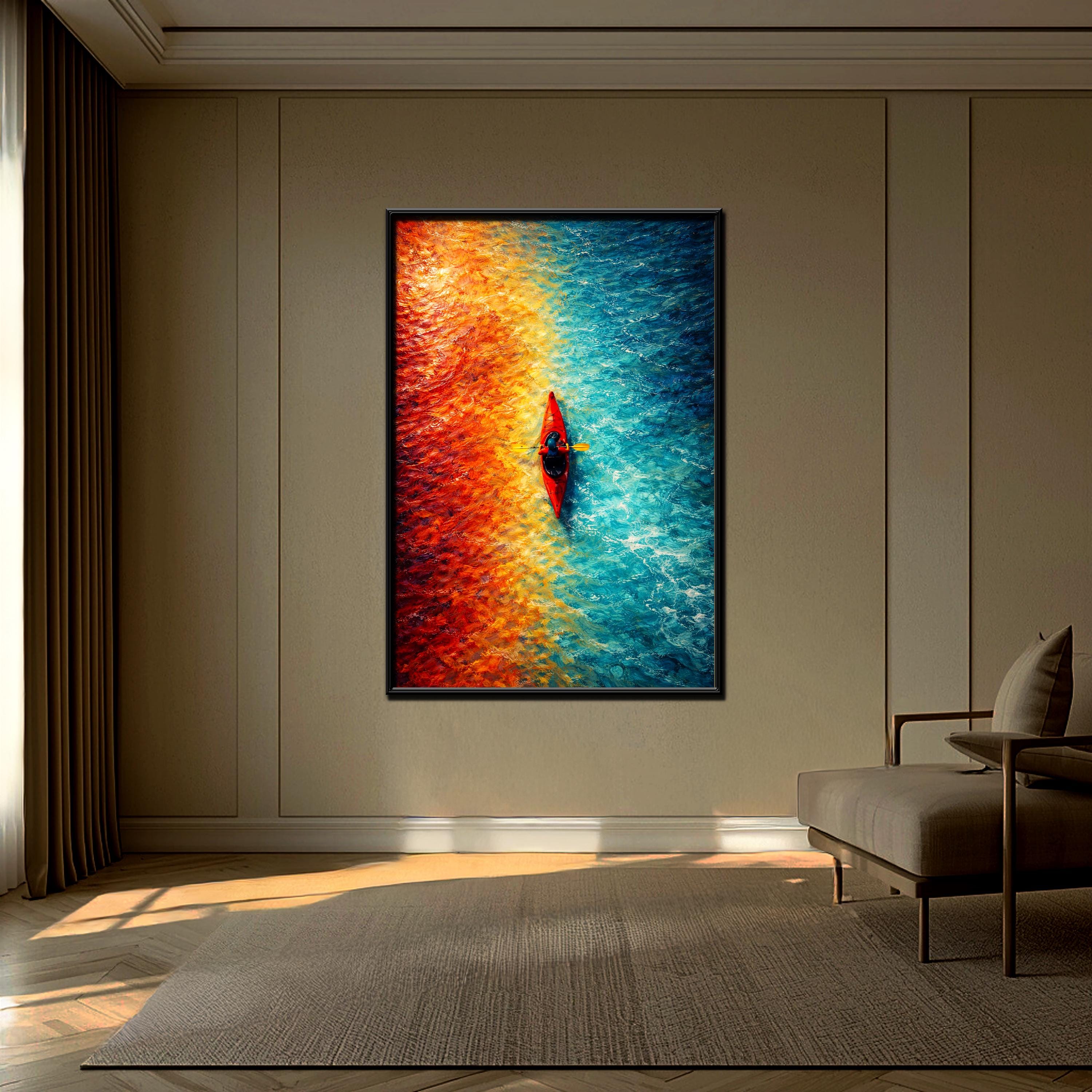 Soyut Kayak Duvar Sanatı | Renkli Havadan Su Baskısı, Modern Macera Duvar Dekoru