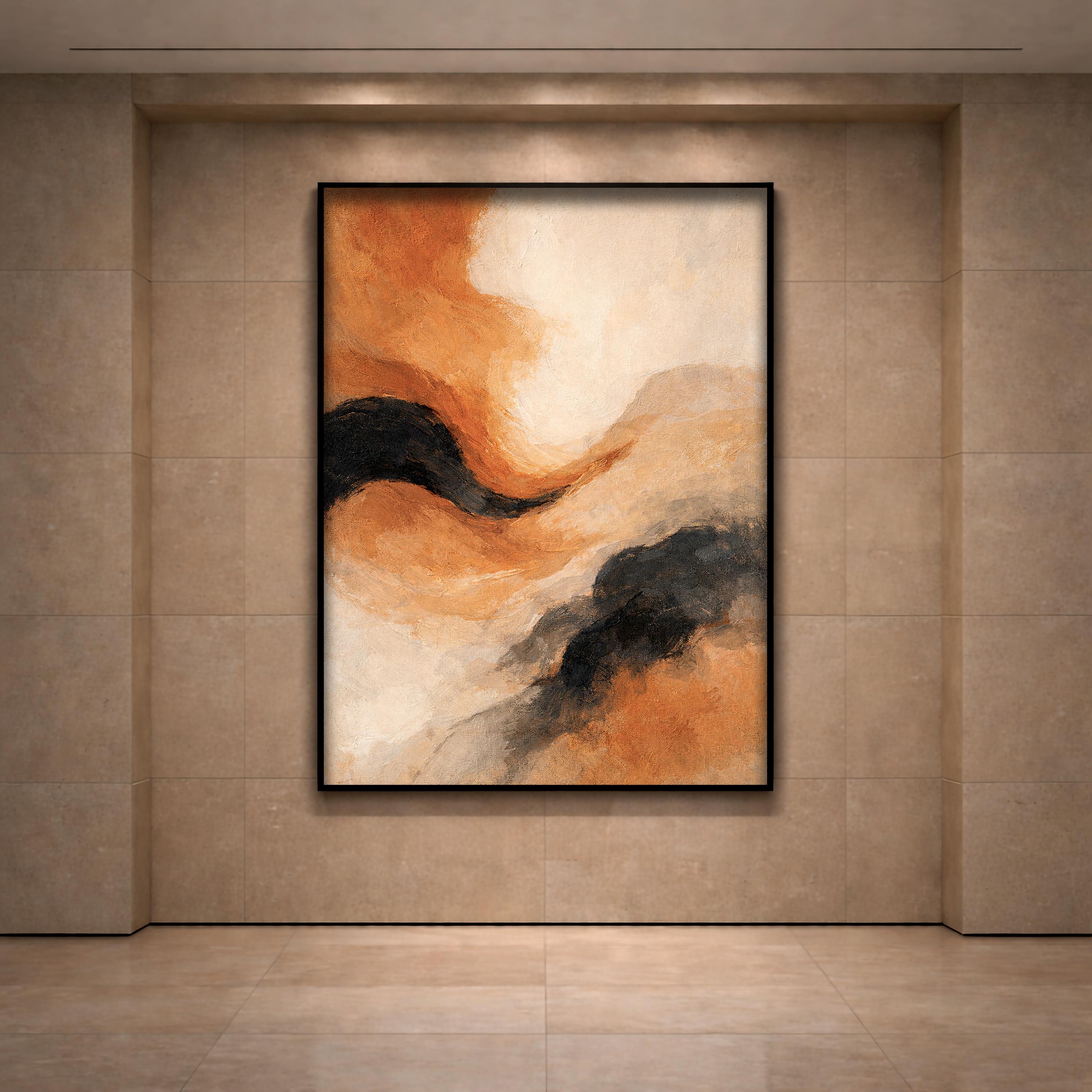 Soyut Toprak Tonlarında Çerçeveli Poster | Nötr Soyut Duvar Sanatı