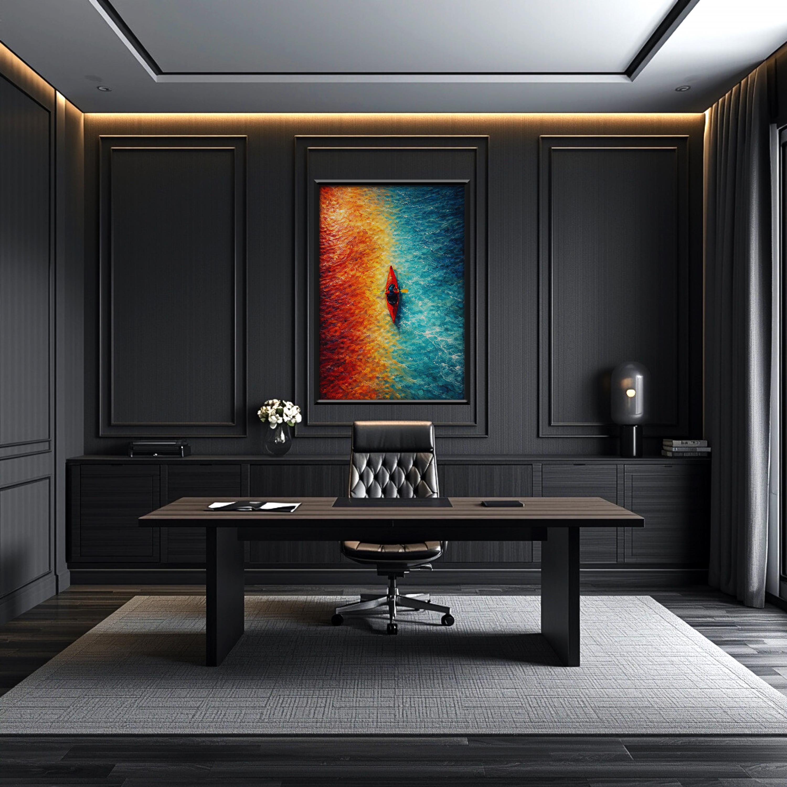 Soyut Kayak Duvar Sanatı | Renkli Havadan Su Baskısı, Modern Macera Duvar Dekoru