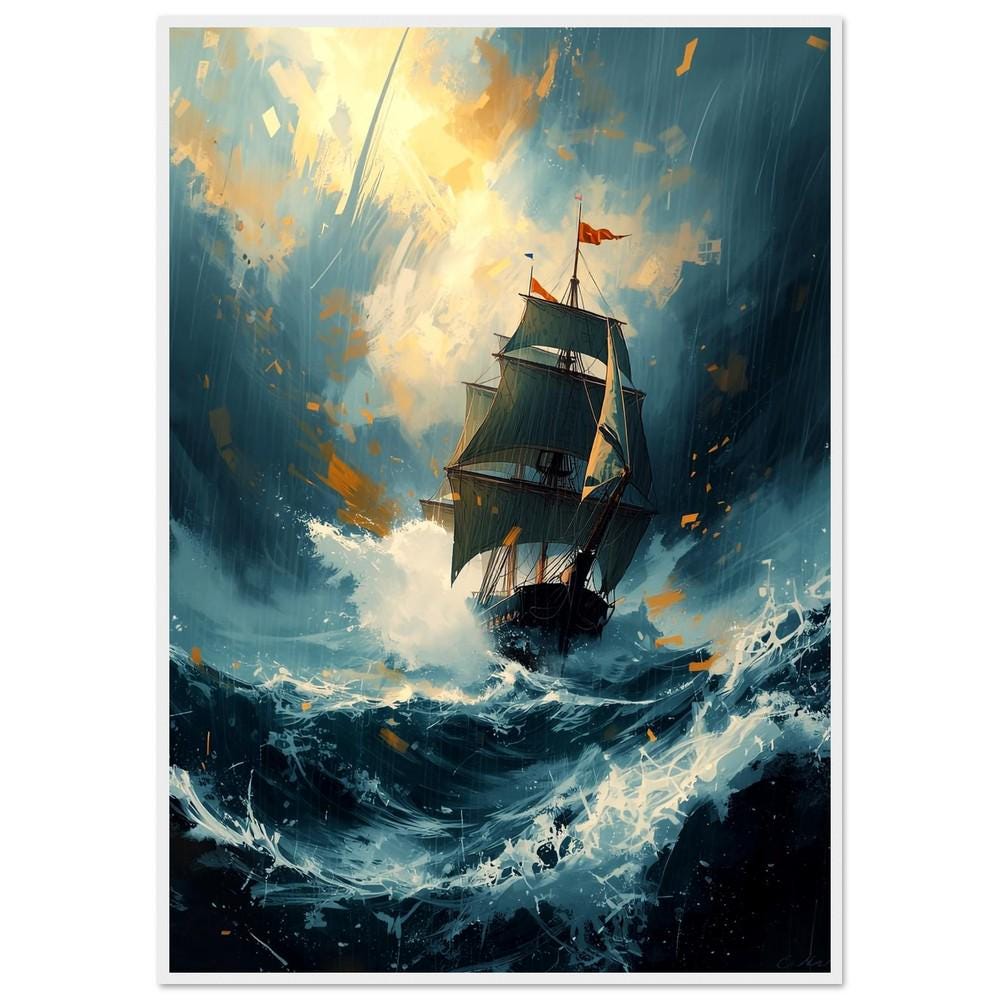 Yelkenli Gemi Duvar Sanatı | Denizcilik Temalı Baskı, Etkileyici Denizcilik Posteri