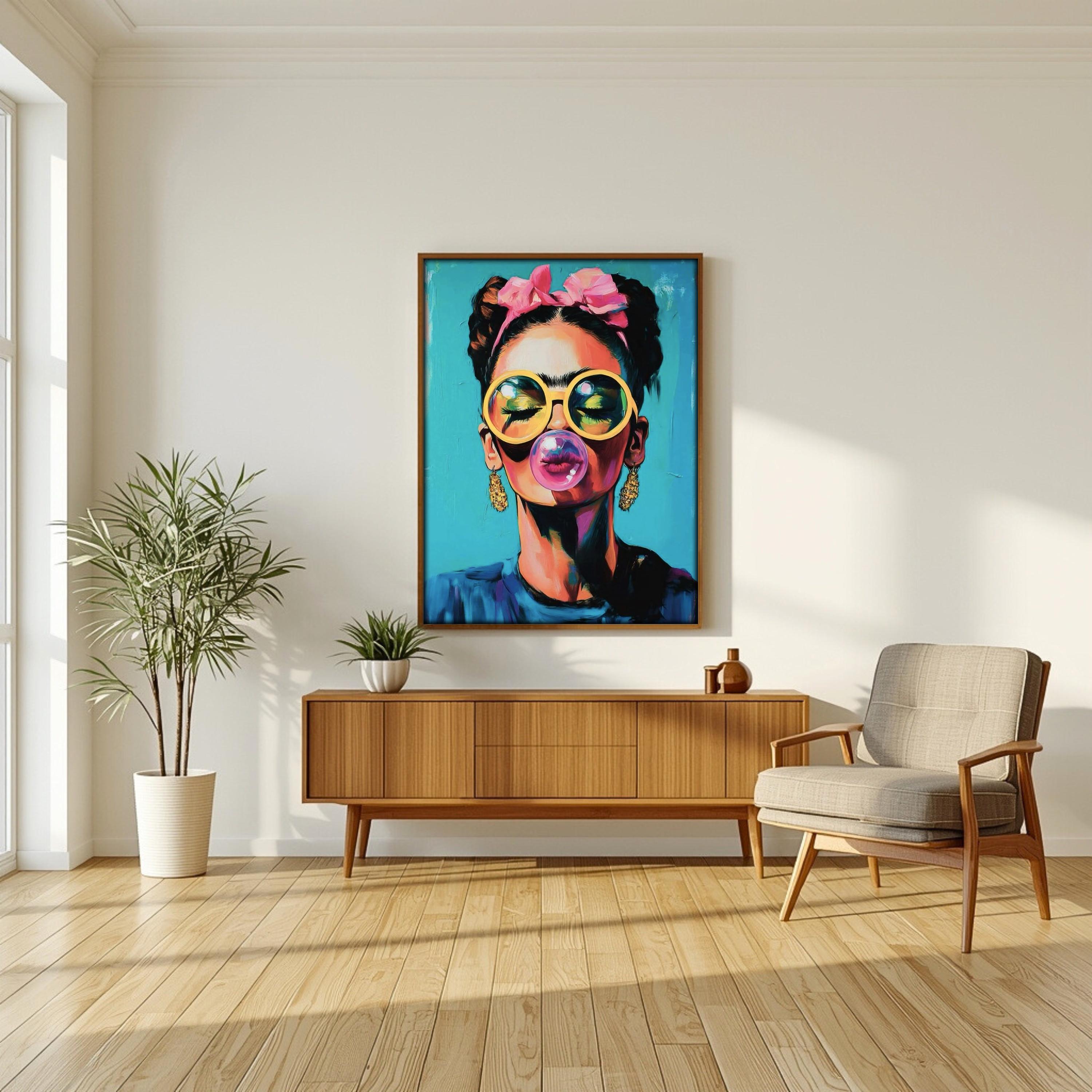 Frida Kahlo Renkli Pop Art Portre Duvar Sanatı | Cesur ve Kadınsı Dekorasyon