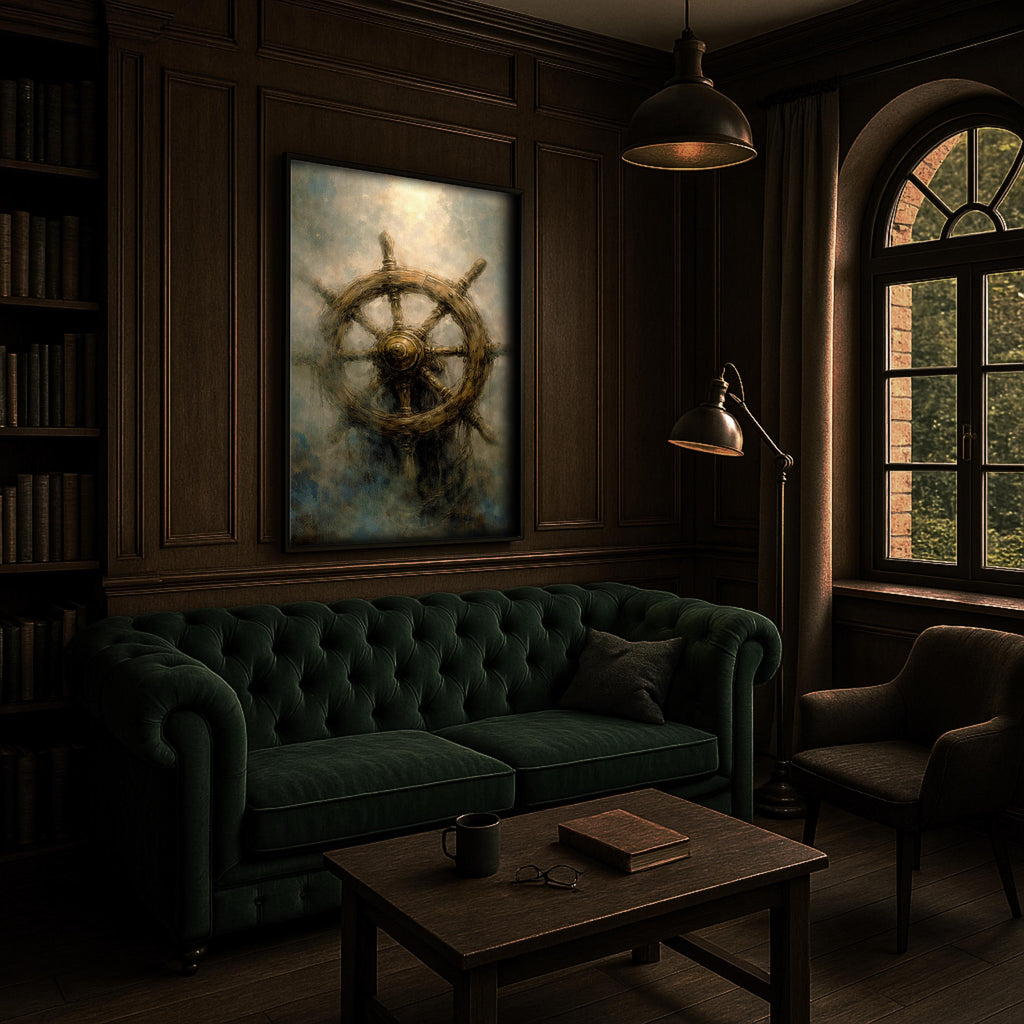 Gemi Direksiyonu Duvar Sanatı | Denizcilik Temalı Baskı, Dikey Okyanus Dekorasyonu