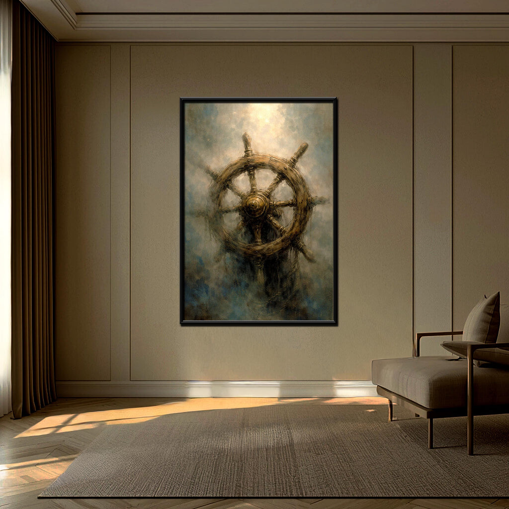 Gemi Direksiyonu Duvar Sanatı | Denizcilik Temalı Baskı, Dikey Okyanus Dekorasyonu