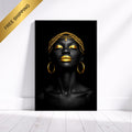 Afrika Kadını Duvar Sanatı | Siyah ve Altın Portre, Lüks Duvar Dekoru