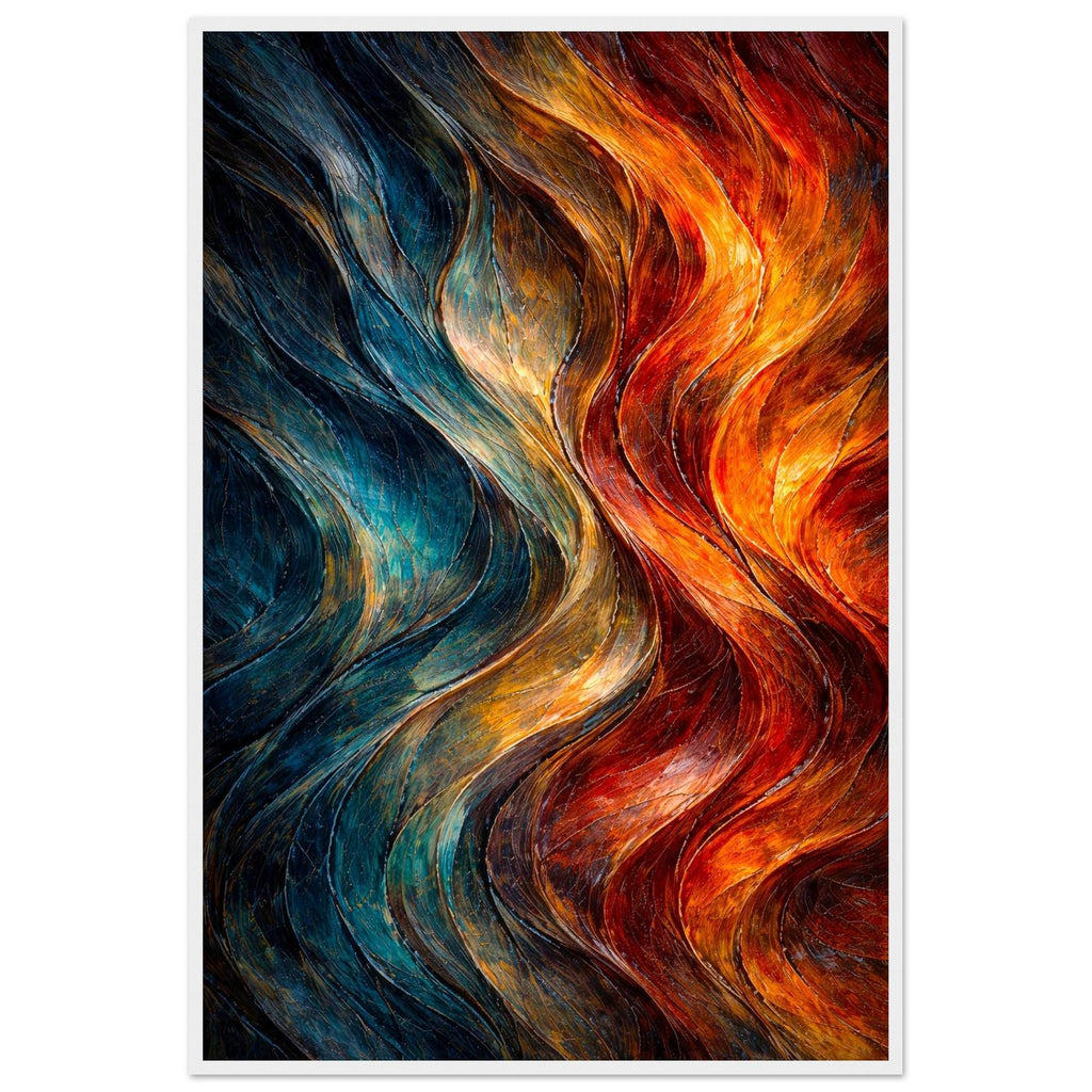 Modern Soyut Duvar Sanatı | Akıcı Dokulu Mavi ve Kırmızı Sanat Eseri