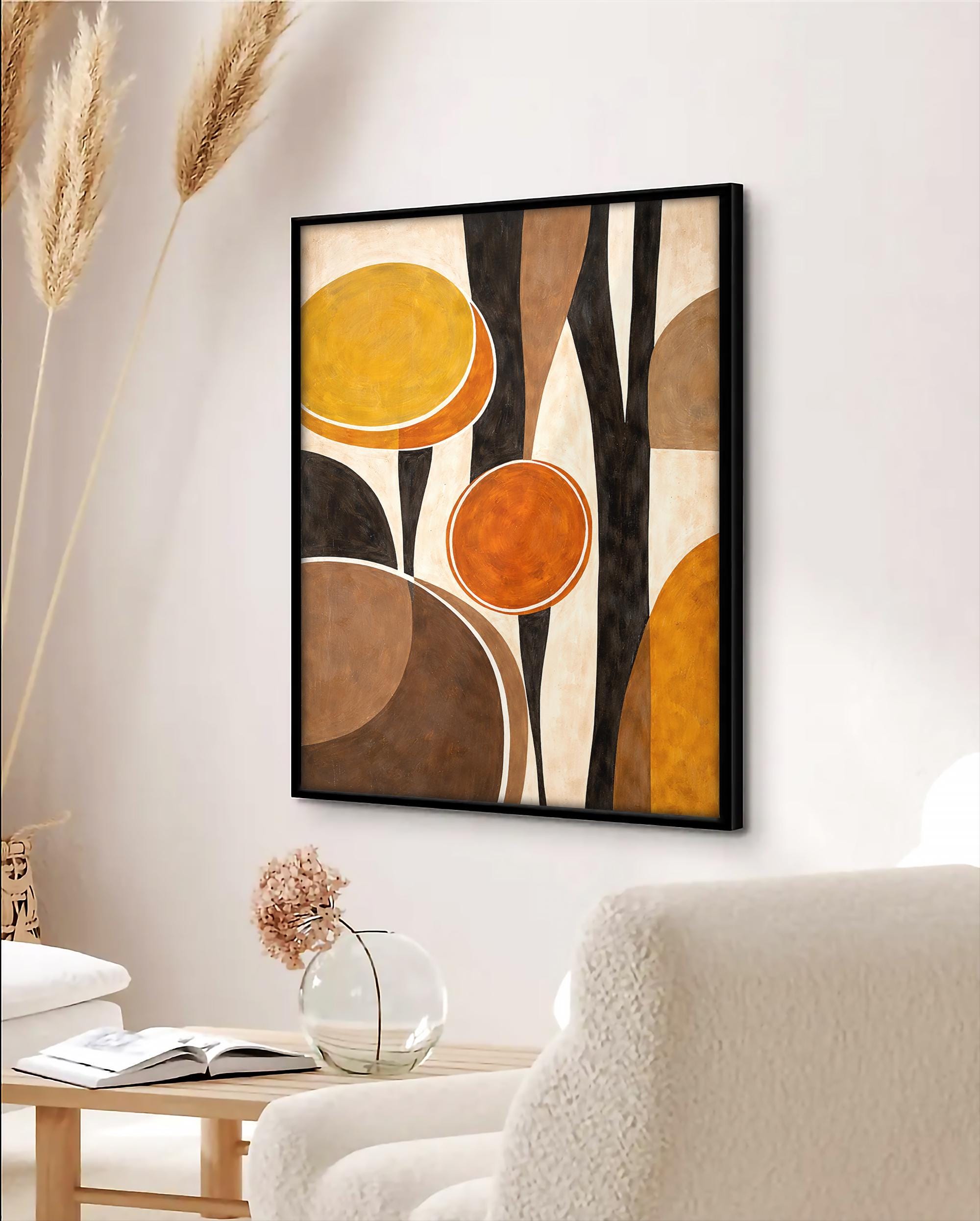 Soyut Toprak Tonları | Modern Sanat Çerçeveli Poster – Sıcak Tonlar ve Organik Şekiller