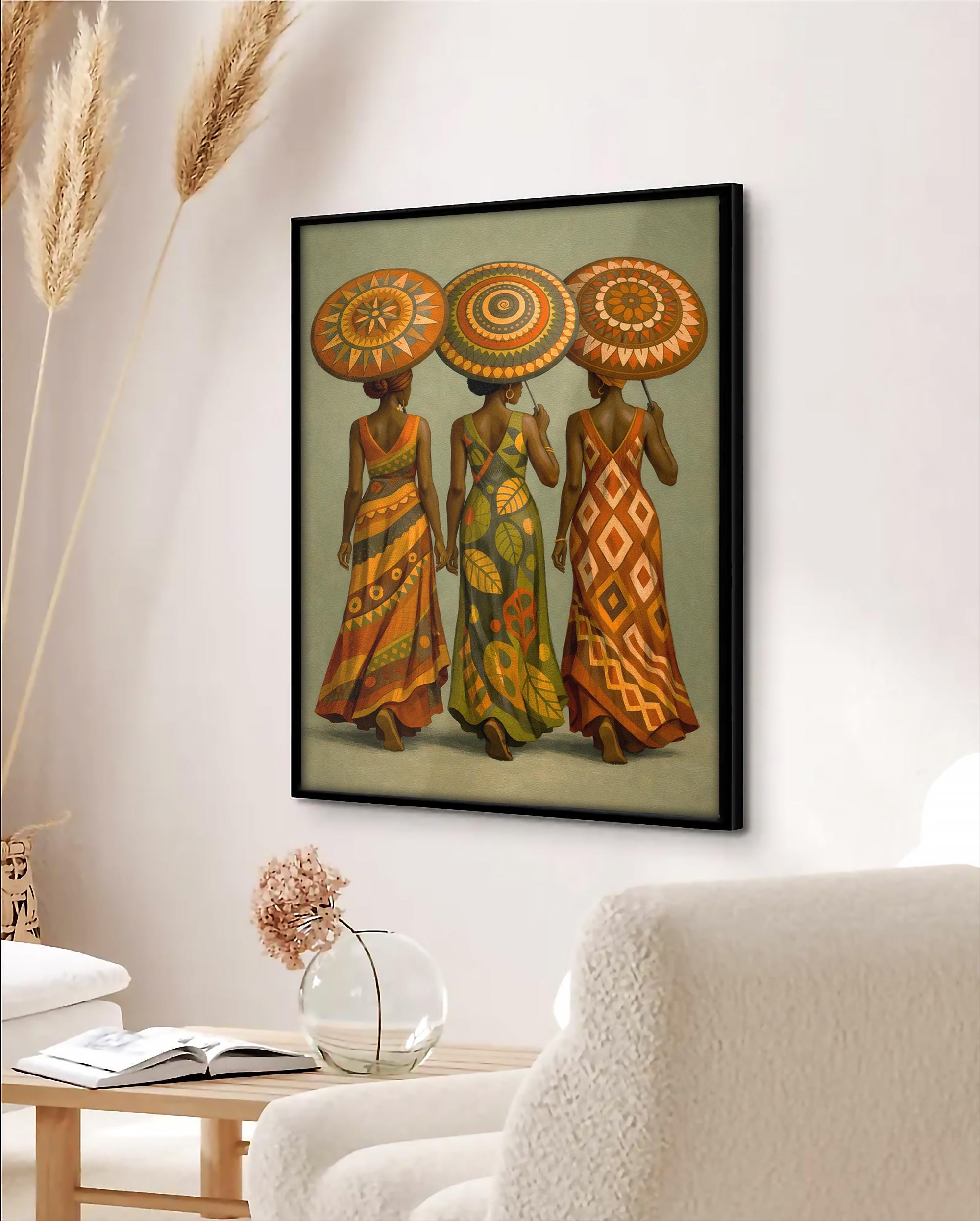 Afrika Kadınları Duvar Sanatı | Renkli Afrocentric Portre Baskısı, Kültürel Kadın Sanatı, Dikkat Çekici Ev Dekorasyonu