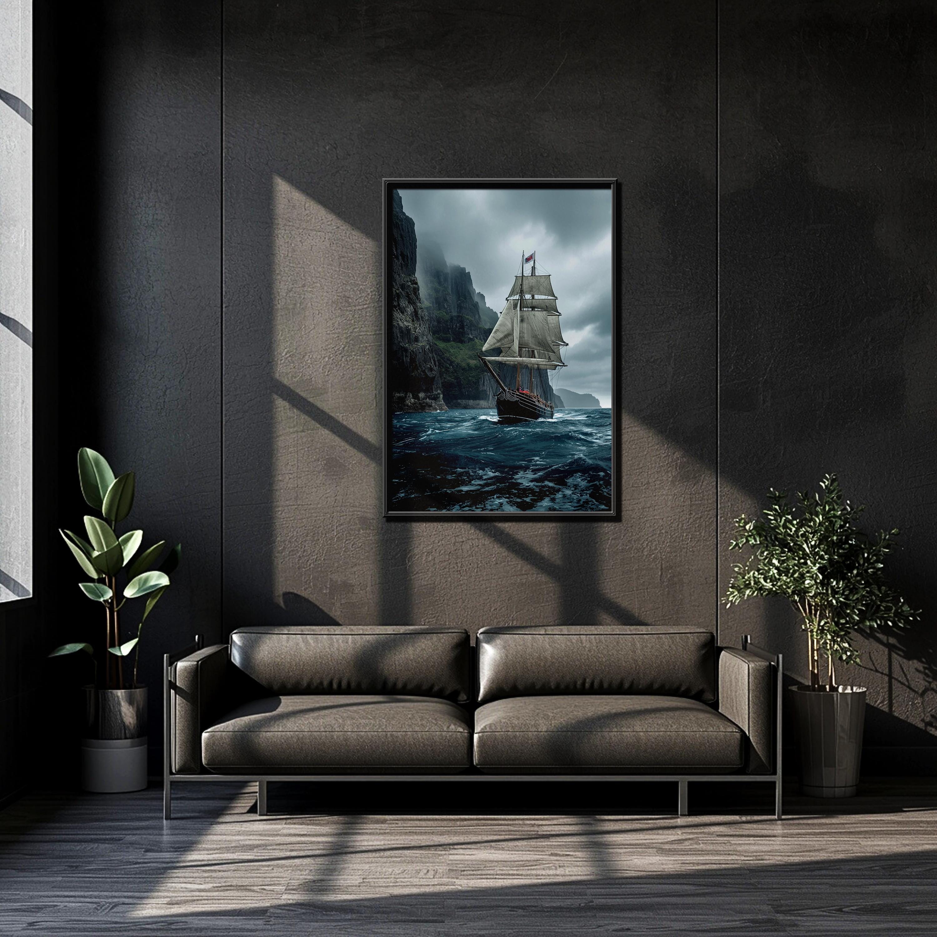 Ocean Journey Sailing Ship Wall Art | Nautical Sea Print, Adventure Maritime Poster