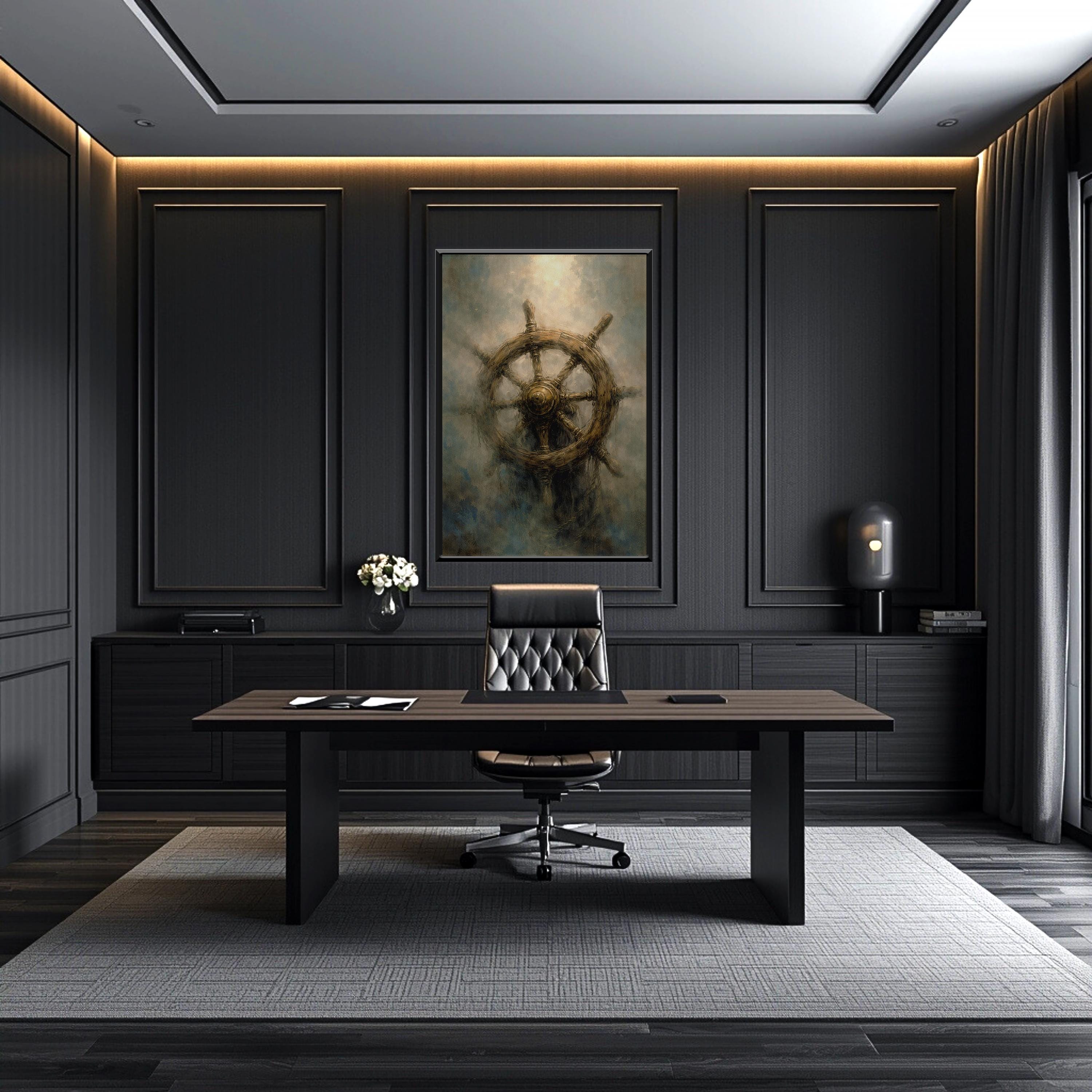 Gemi Direksiyonu Duvar Sanatı | Denizcilik Temalı Baskı, Dikey Okyanus Dekorasyonu