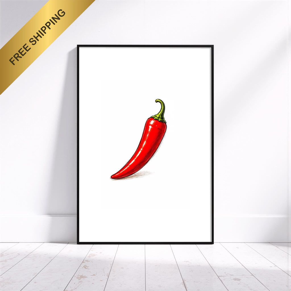 Ateşli Kırmızı Biber: Cesur ve Canlı Çerçeveli Poster – Dekorasyonunuza Renk Katın!
