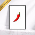 Ateşli Kırmızı Biber: Cesur ve Canlı Çerçeveli Poster – Dekorasyonunuza Renk Katın!