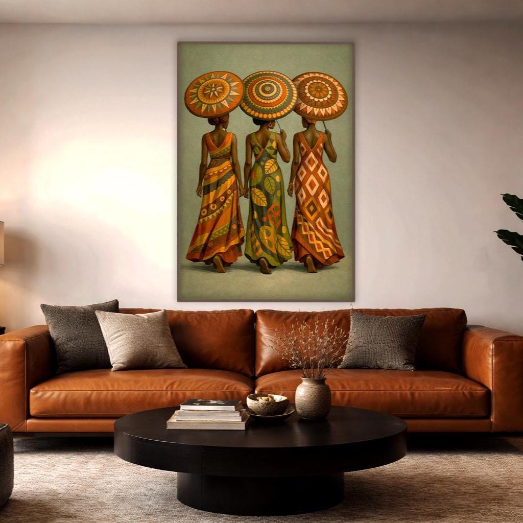 Afrika Kadınları Duvar Sanatı | Renkli Afrocentric Portre Baskısı, Kültürel Kadın Sanatı, Dikkat Çekici Ev Dekorasyonu
