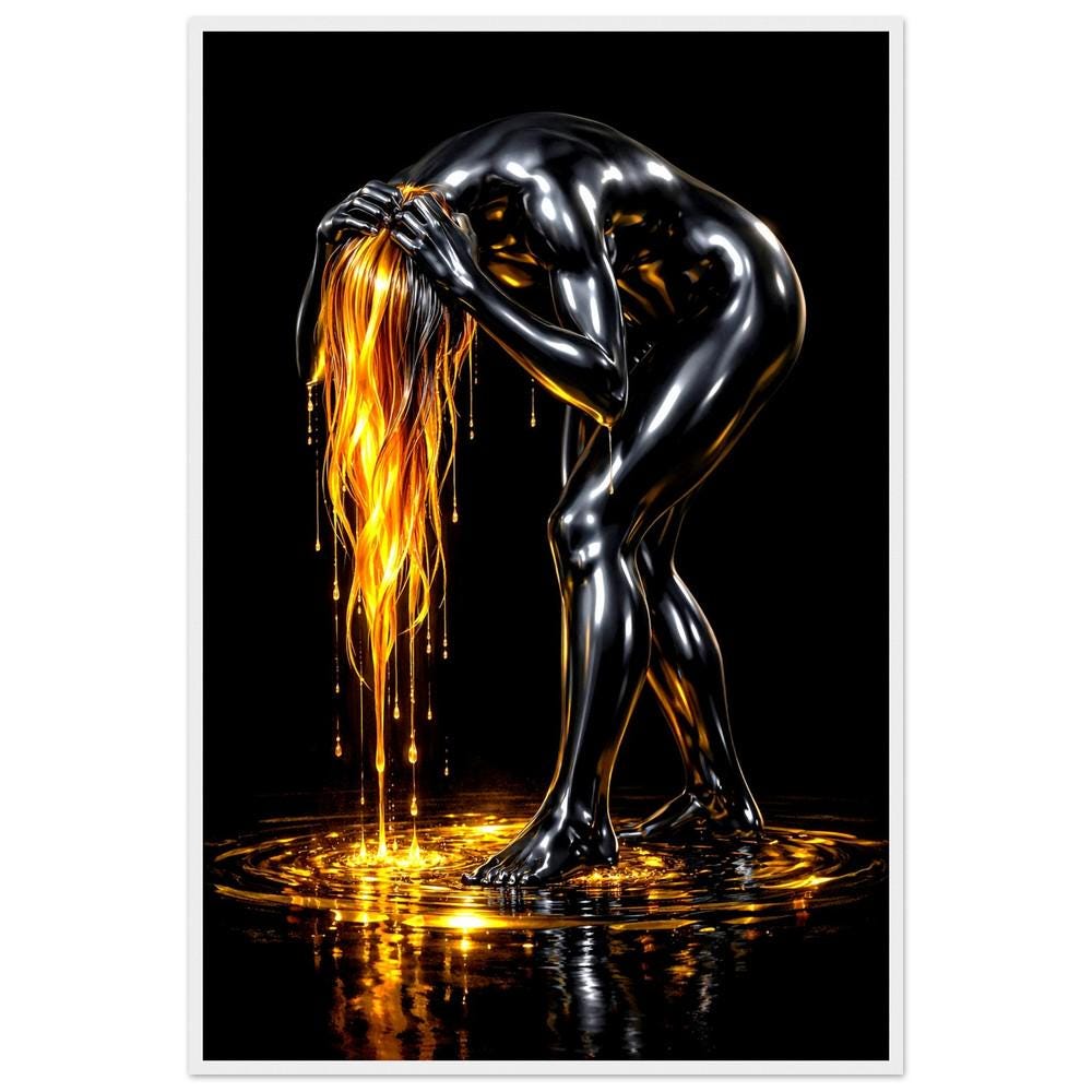 Soyut Siyah ve Altın Duvar Sanatı | Modern Lüks Duvar Dekoru