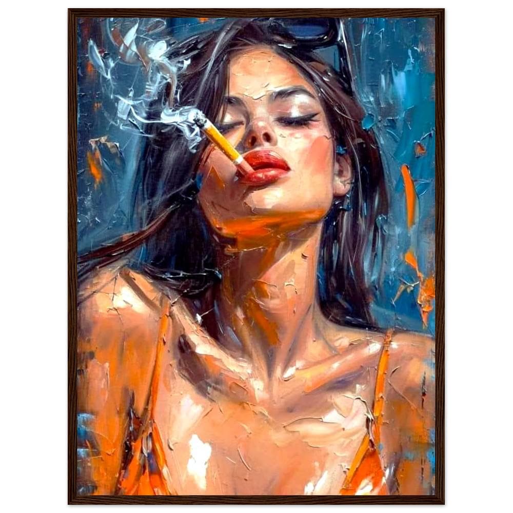 Moody Woman Portrait Art | Cinematic Editorial Style, Pine Frame