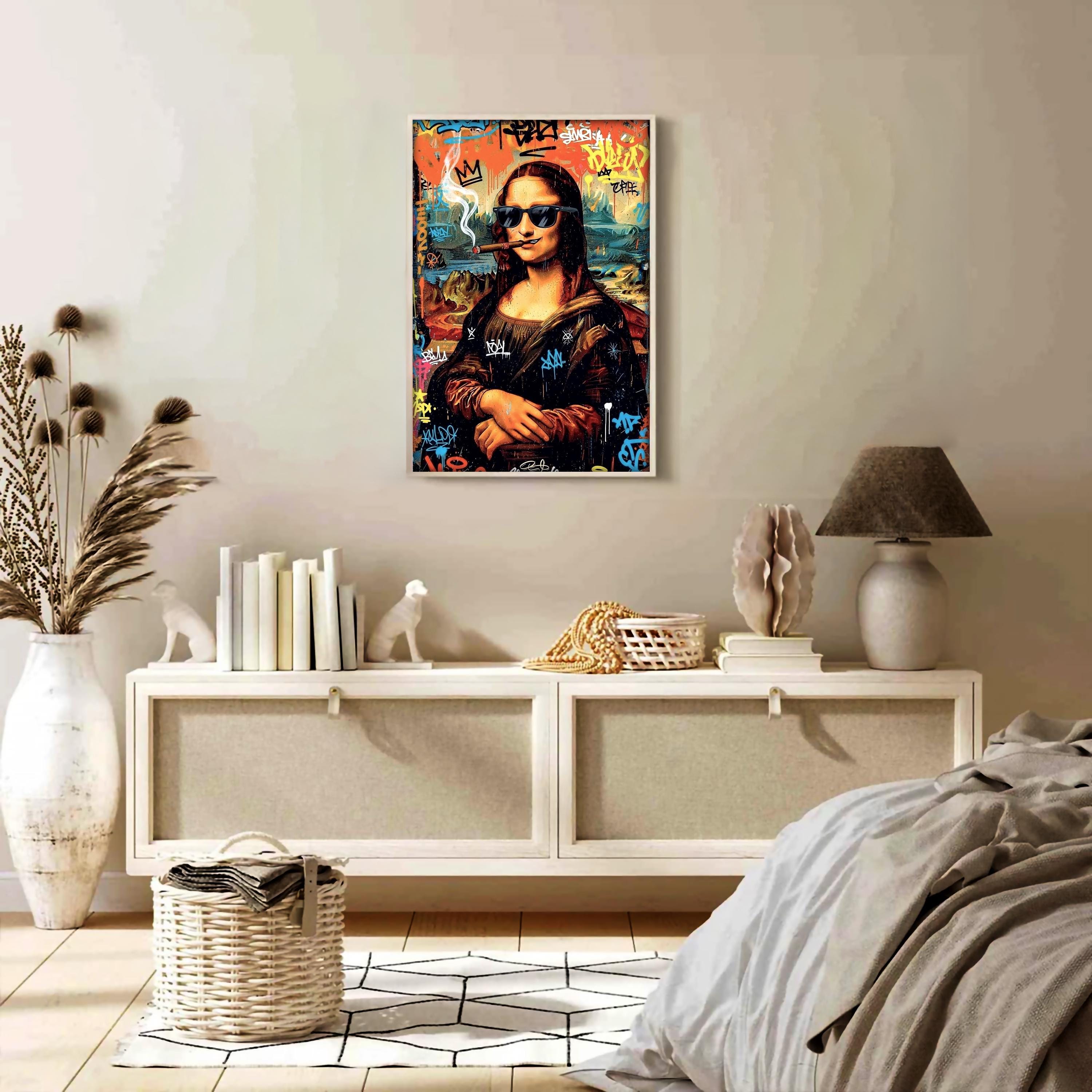 Mona Lisa Şehir Grafiti Sanatı | Pop Sokak Sanatı Baskısı | Modern Dikkat Çekici Dekorasyon