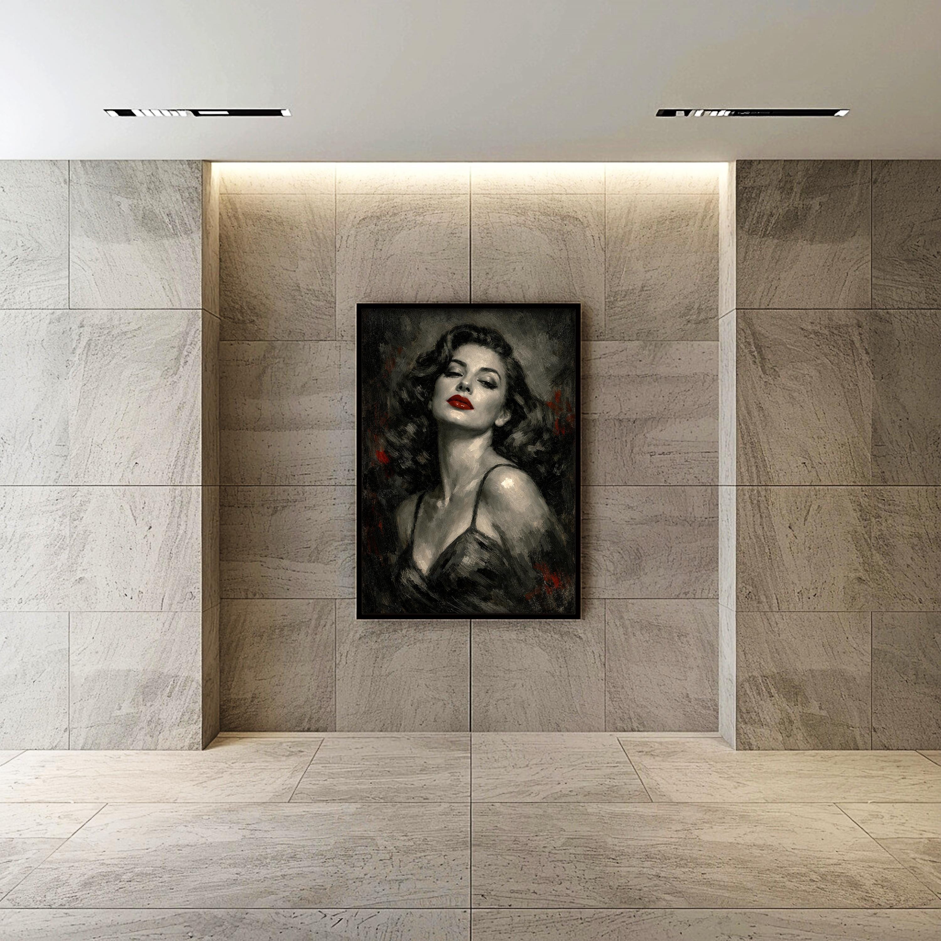 Ava Gardner Portresi | Vintage Cazibe, Kırmızı Dudaklar Sanatı