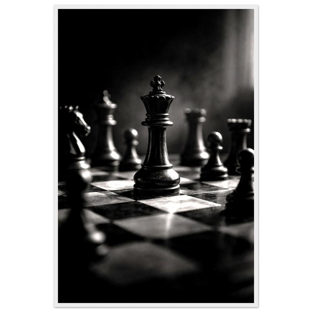 Satranç Tahtası Siyah Beyaz Sanat Baskısı | Modern Ofis Dekorasyonu