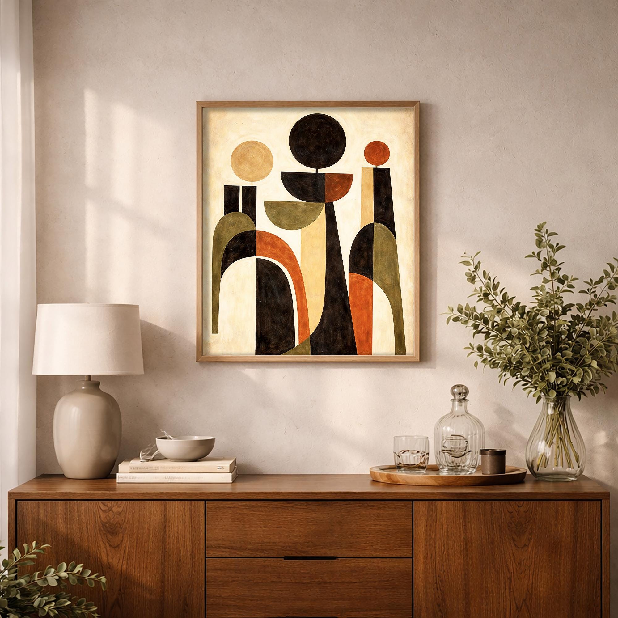 Modern Soyut Duvar Sanatı | Minimalist Baskı - Nötr Çağdaş Dekorasyon