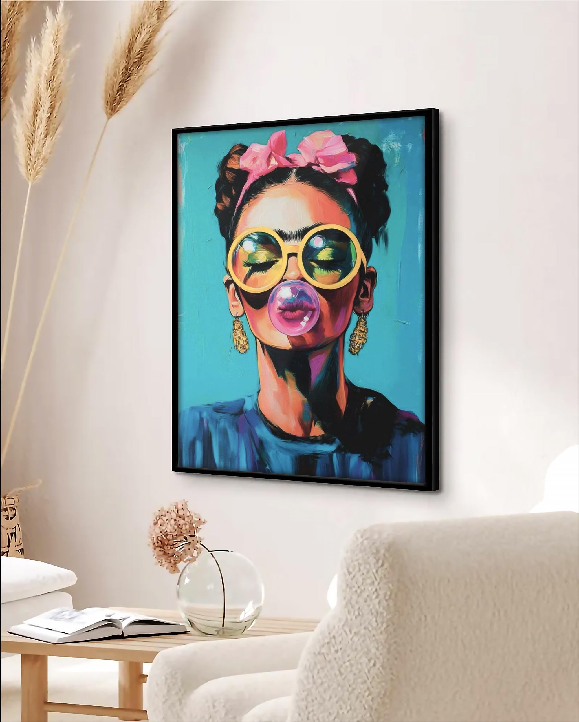 Frida Kahlo Renkli Pop Art Portre Duvar Sanatı | Cesur ve Kadınsı Dekorasyon