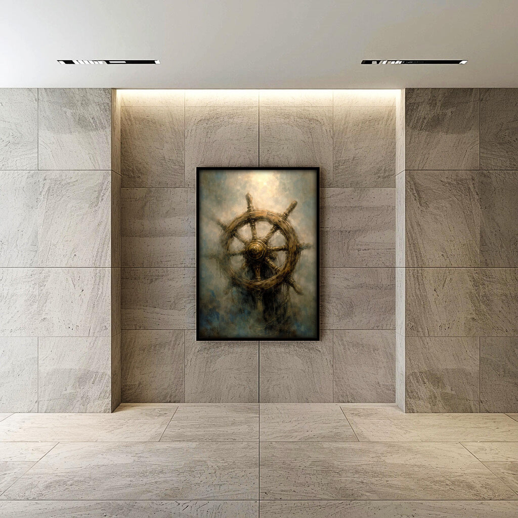 Gemi Direksiyonu Duvar Sanatı | Denizcilik Temalı Baskı, Dikey Okyanus Dekorasyonu