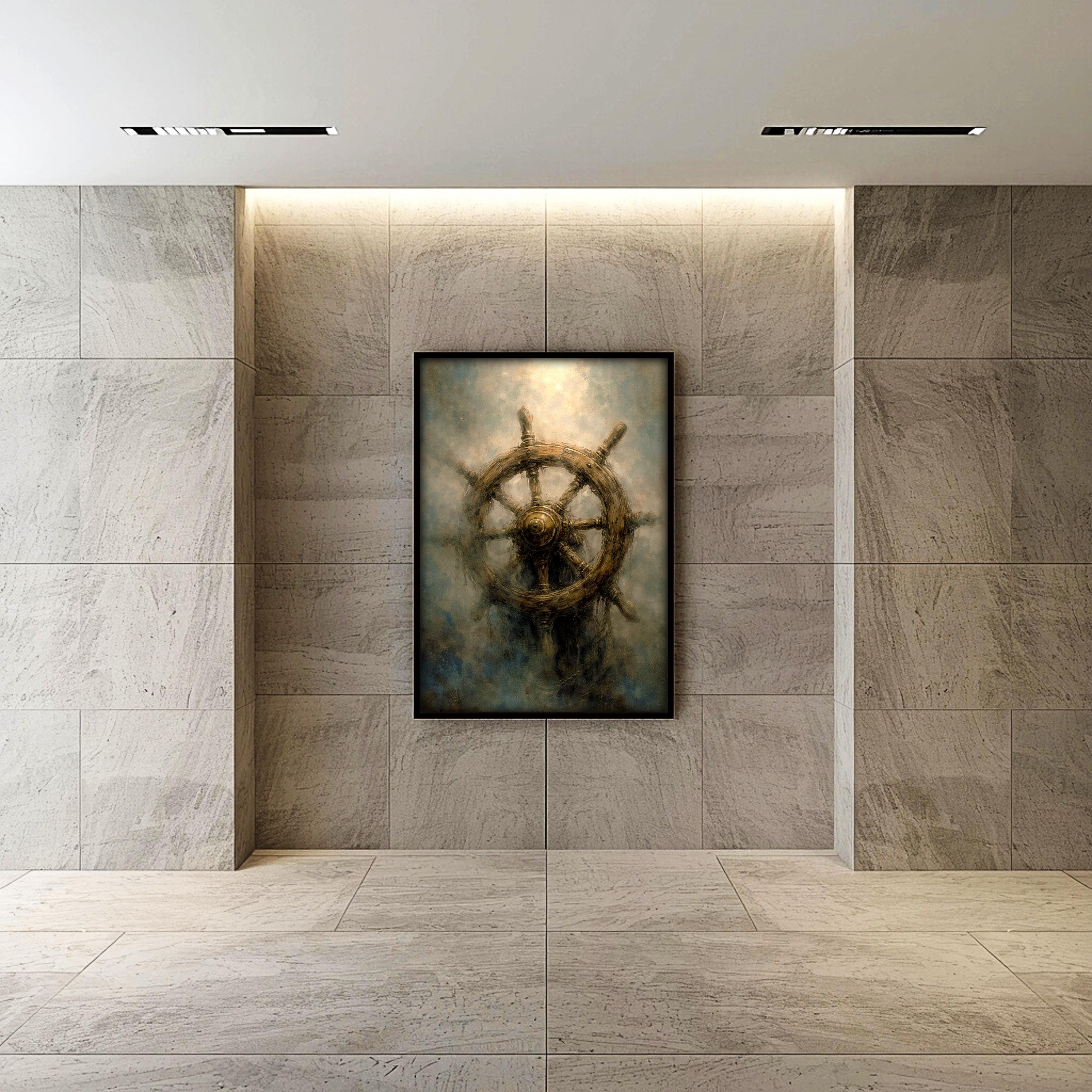 Gemi Direksiyonu Duvar Sanatı | Denizcilik Temalı Baskı, Dikey Okyanus Dekorasyonu