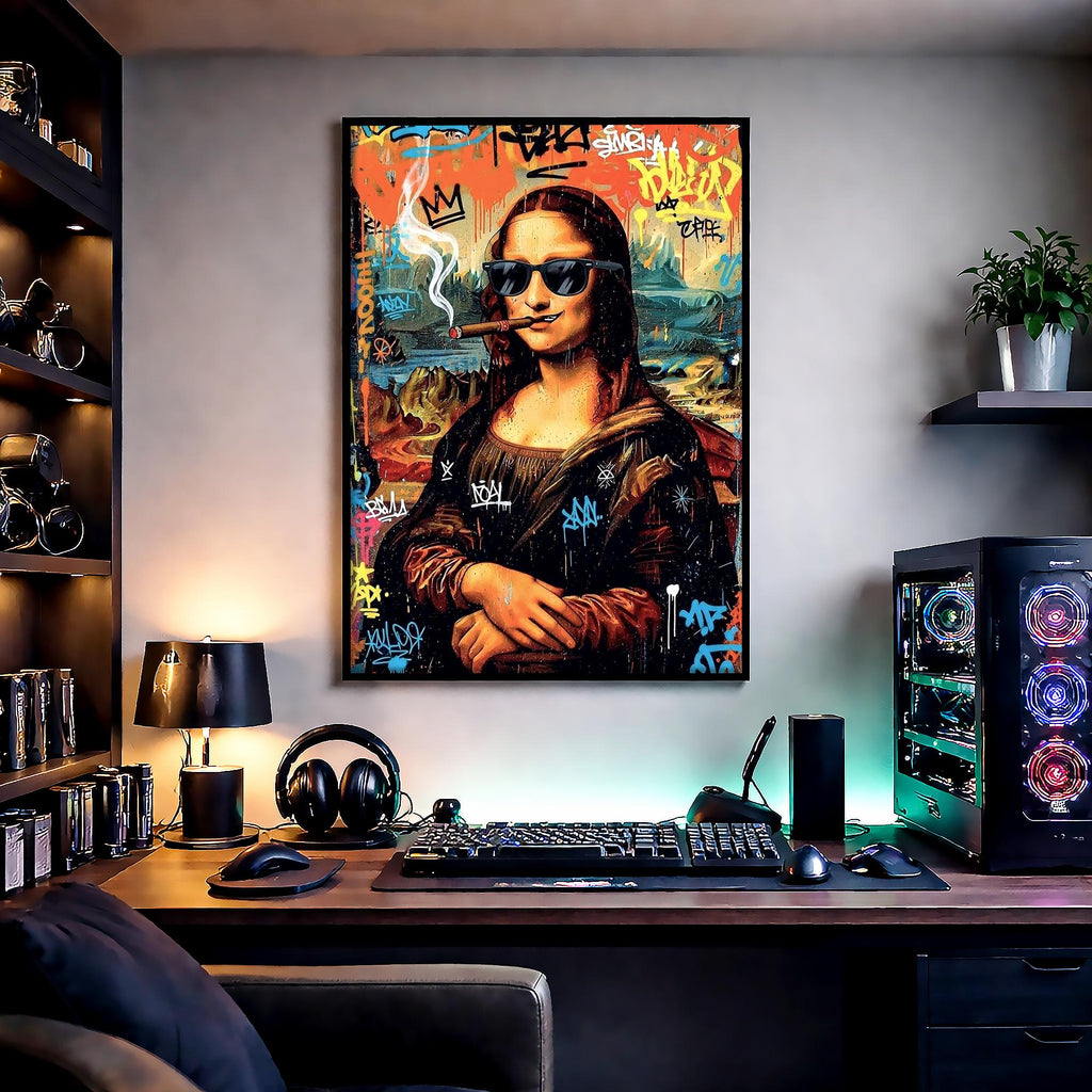 Mona Lisa Şehir Grafiti Sanatı | Pop Sokak Sanatı Baskısı | Modern Dikkat Çekici Dekorasyon