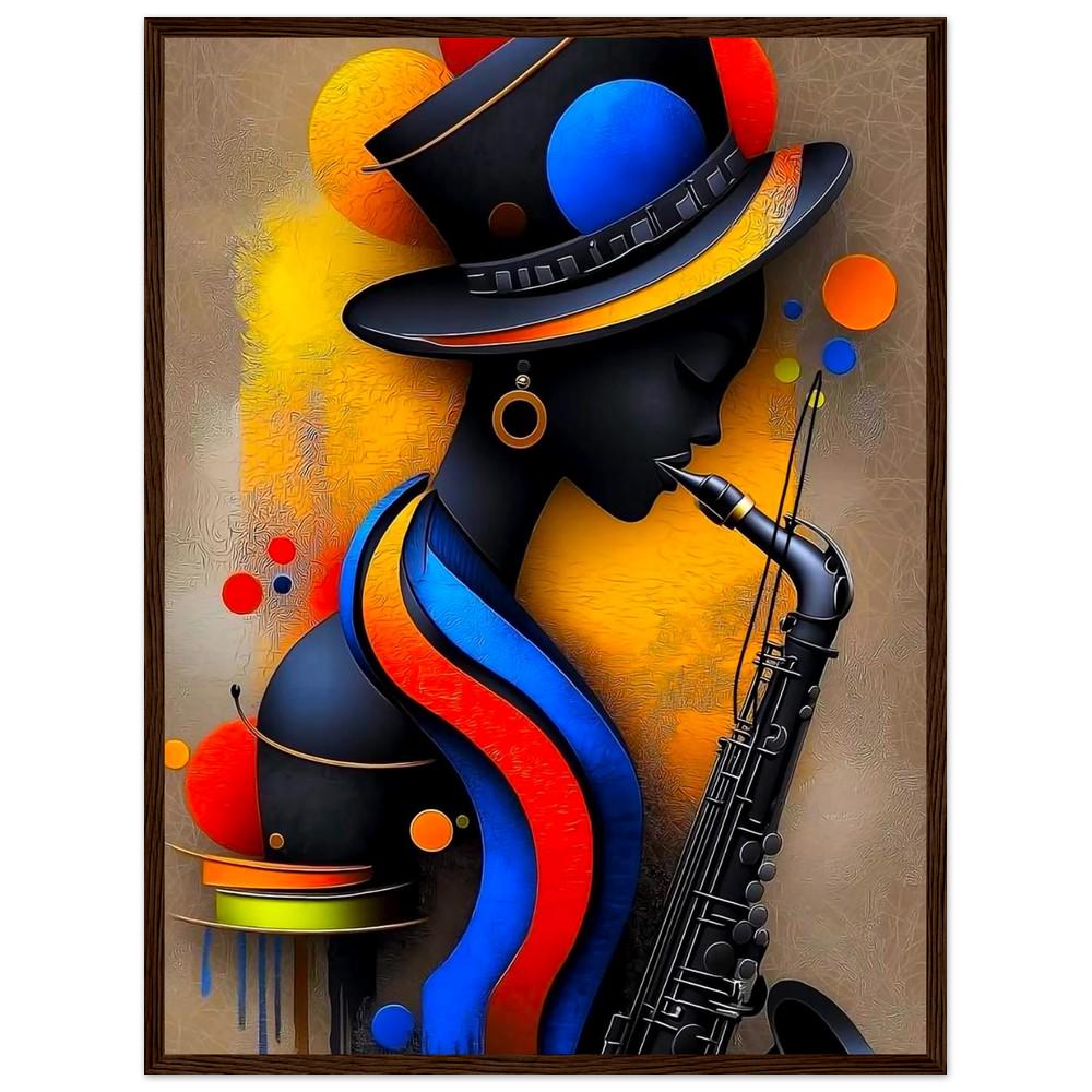 Caz Serenadı: Soyut Diva Çerçeveli Poster – Cesur Renkler ve Melodik Canlılık