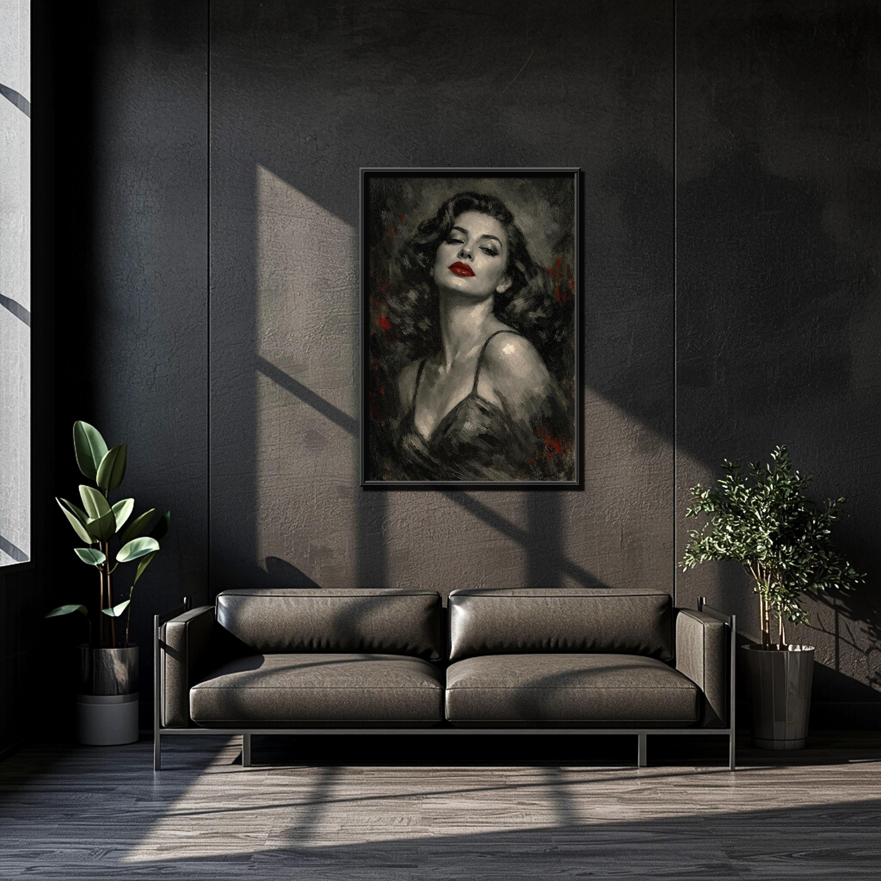 Ava Gardner Portresi | Vintage Cazibe, Kırmızı Dudaklar Sanatı