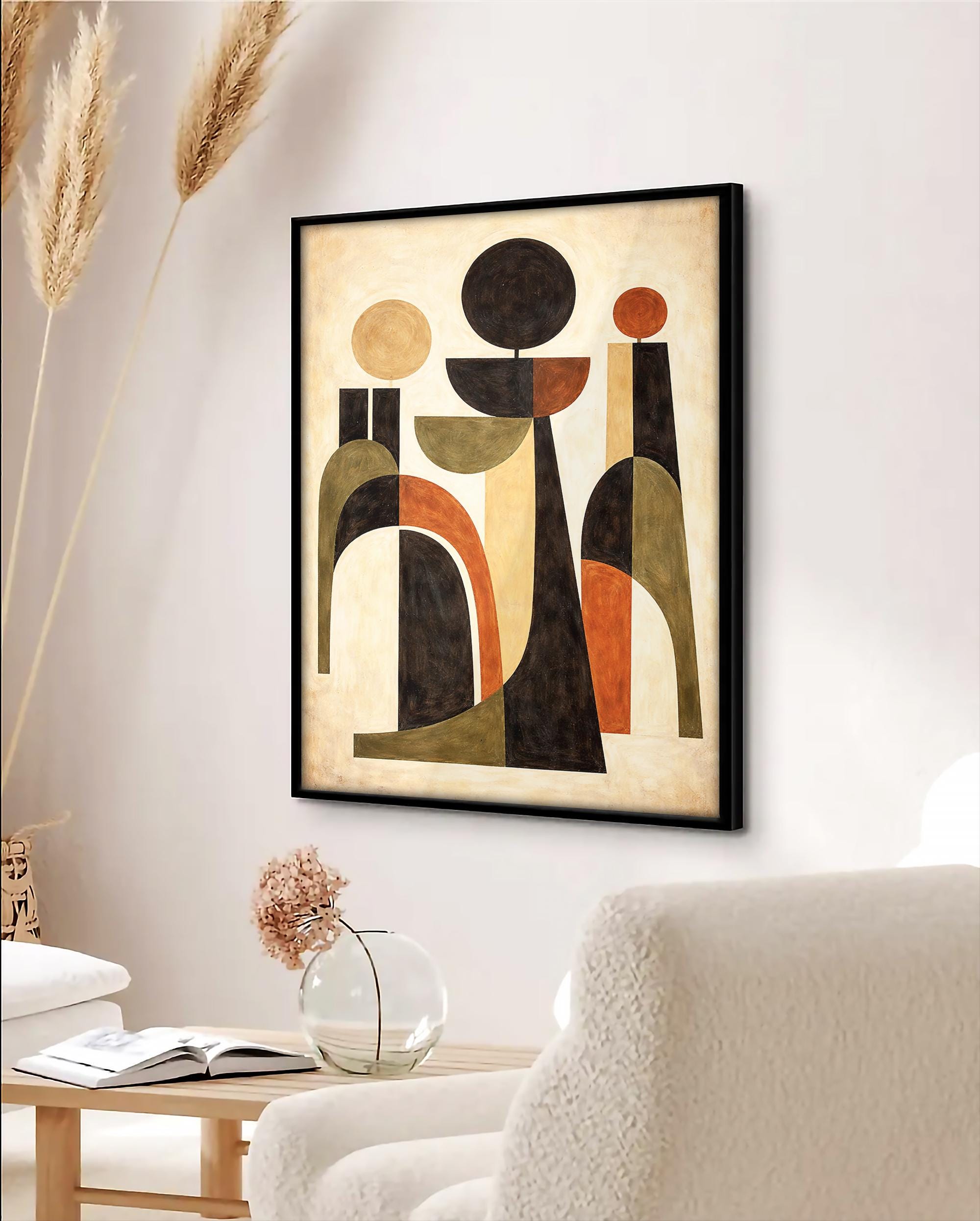 Modern Soyut Duvar Sanatı | Minimalist Baskı - Nötr Çağdaş Dekorasyon