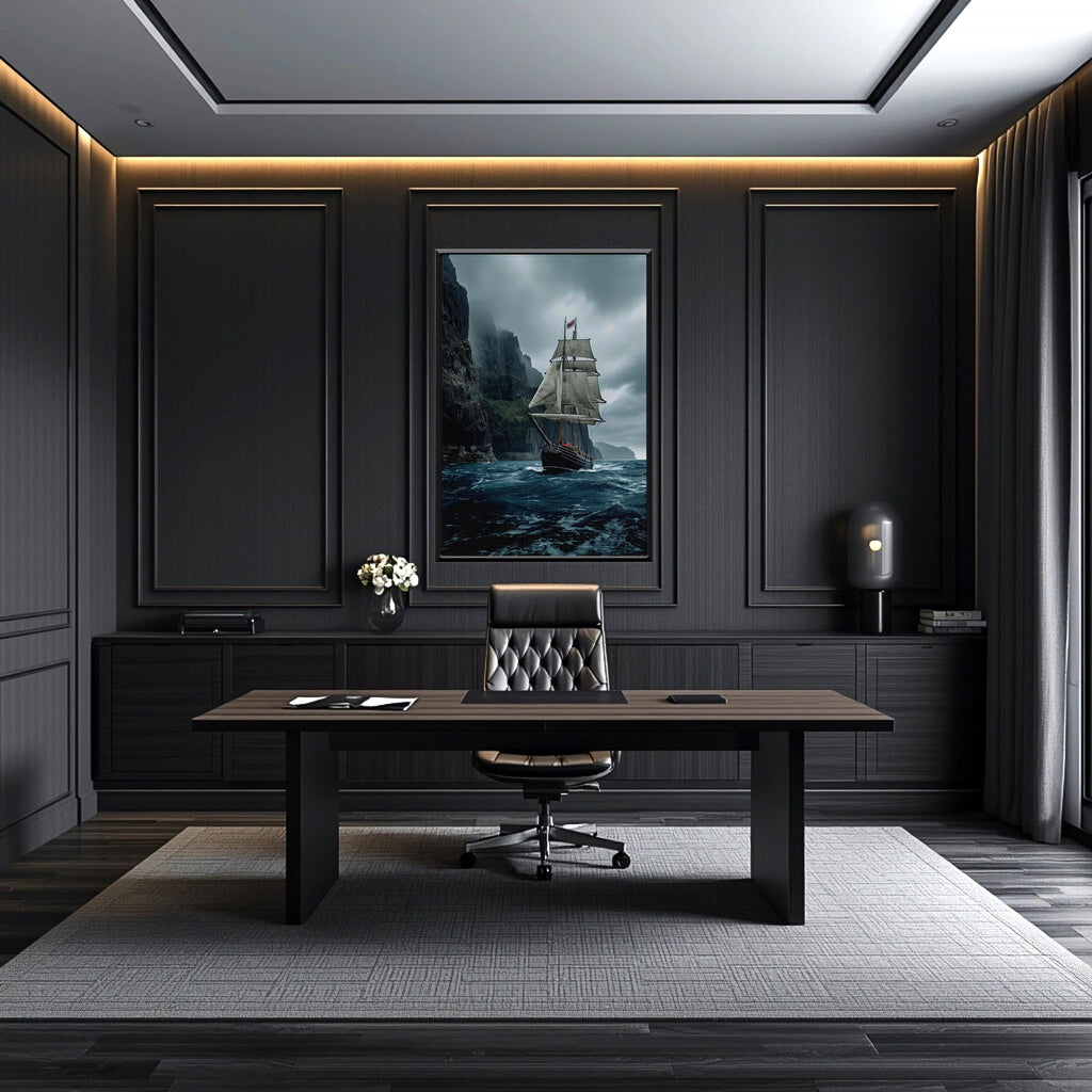 Ocean Journey Sailing Ship Wall Art | Nautical Sea Print, Adventure Maritime Poster