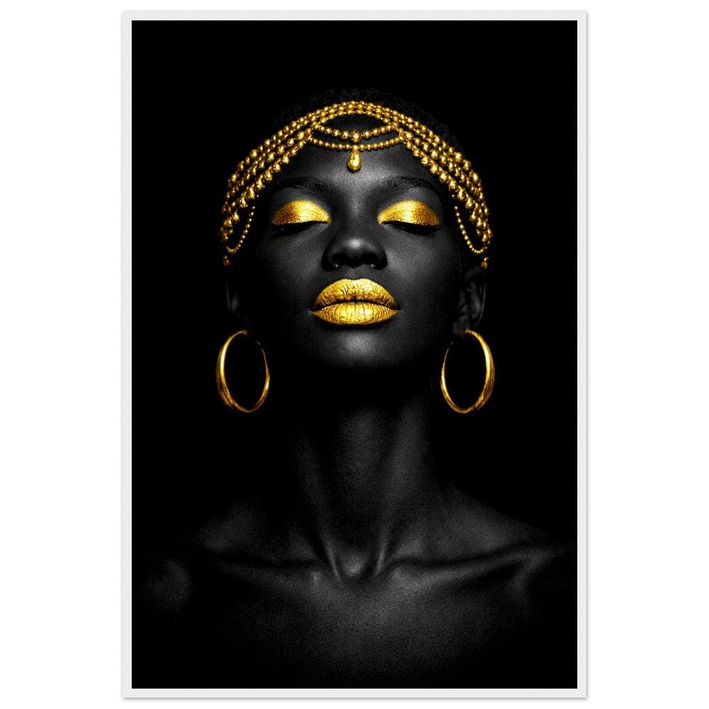 Afrika Kadını Duvar Sanatı | Siyah ve Altın Portre, Lüks Duvar Dekoru