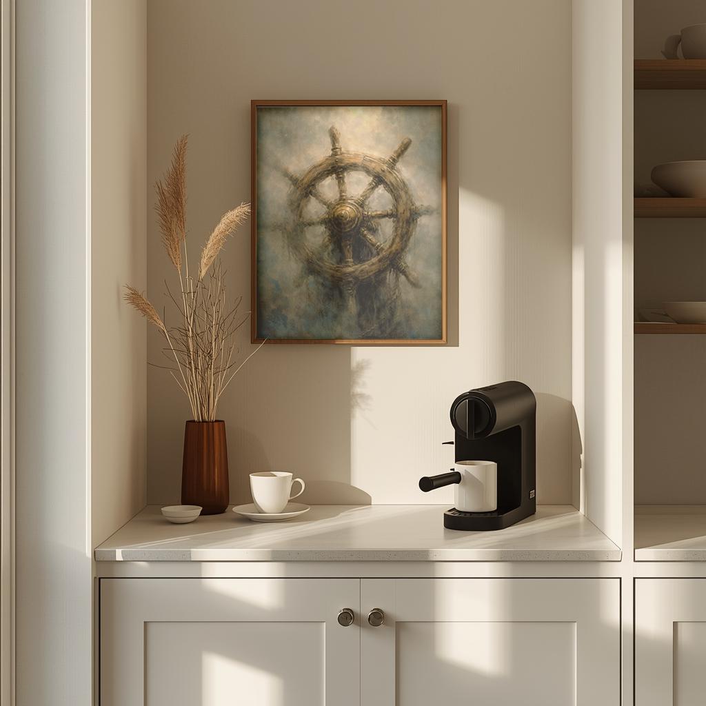 Gemi Direksiyonu Duvar Sanatı | Denizcilik Temalı Baskı, Dikey Okyanus Dekorasyonu