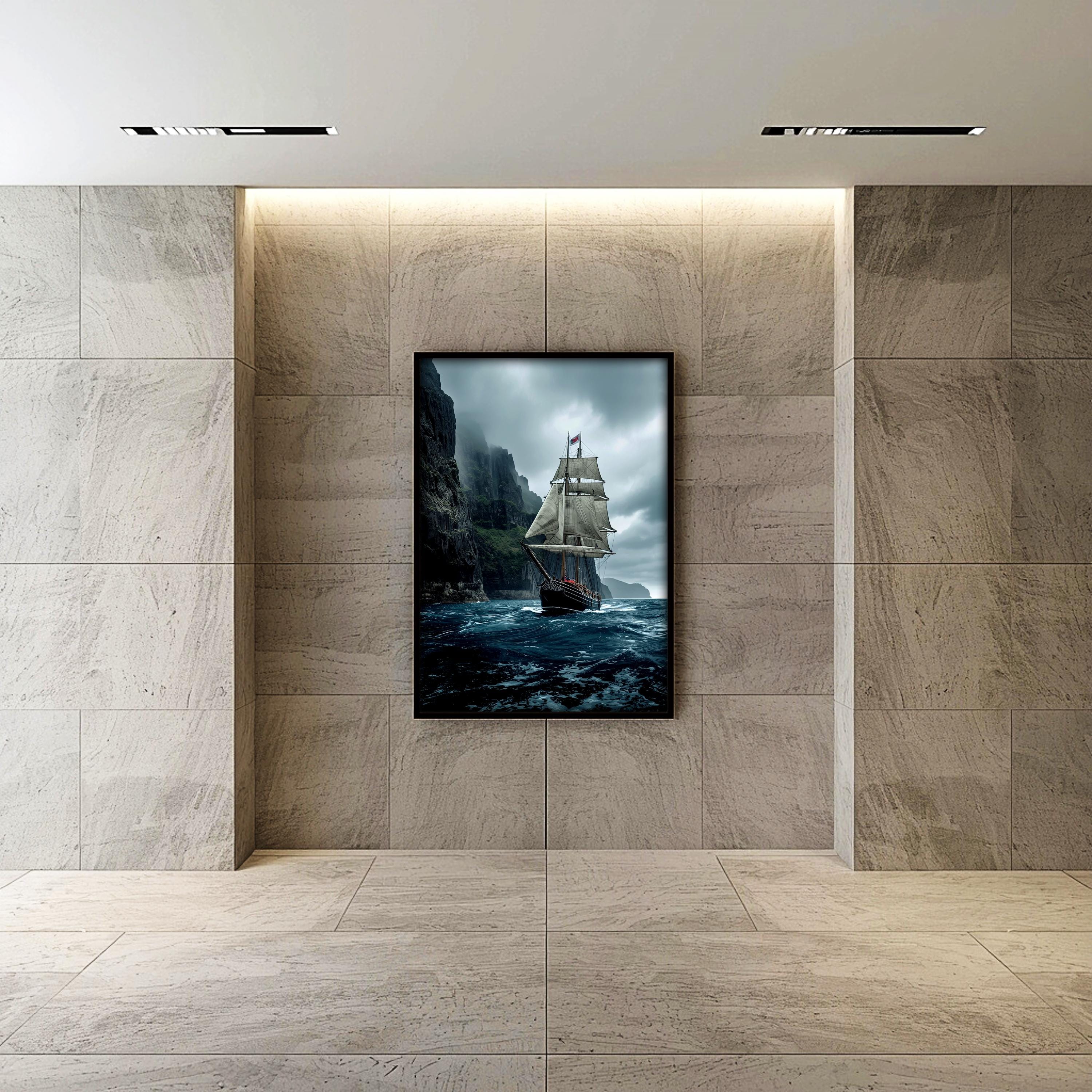 Ocean Journey Sailing Ship Wall Art | Nautical Sea Print, Adventure Maritime Poster