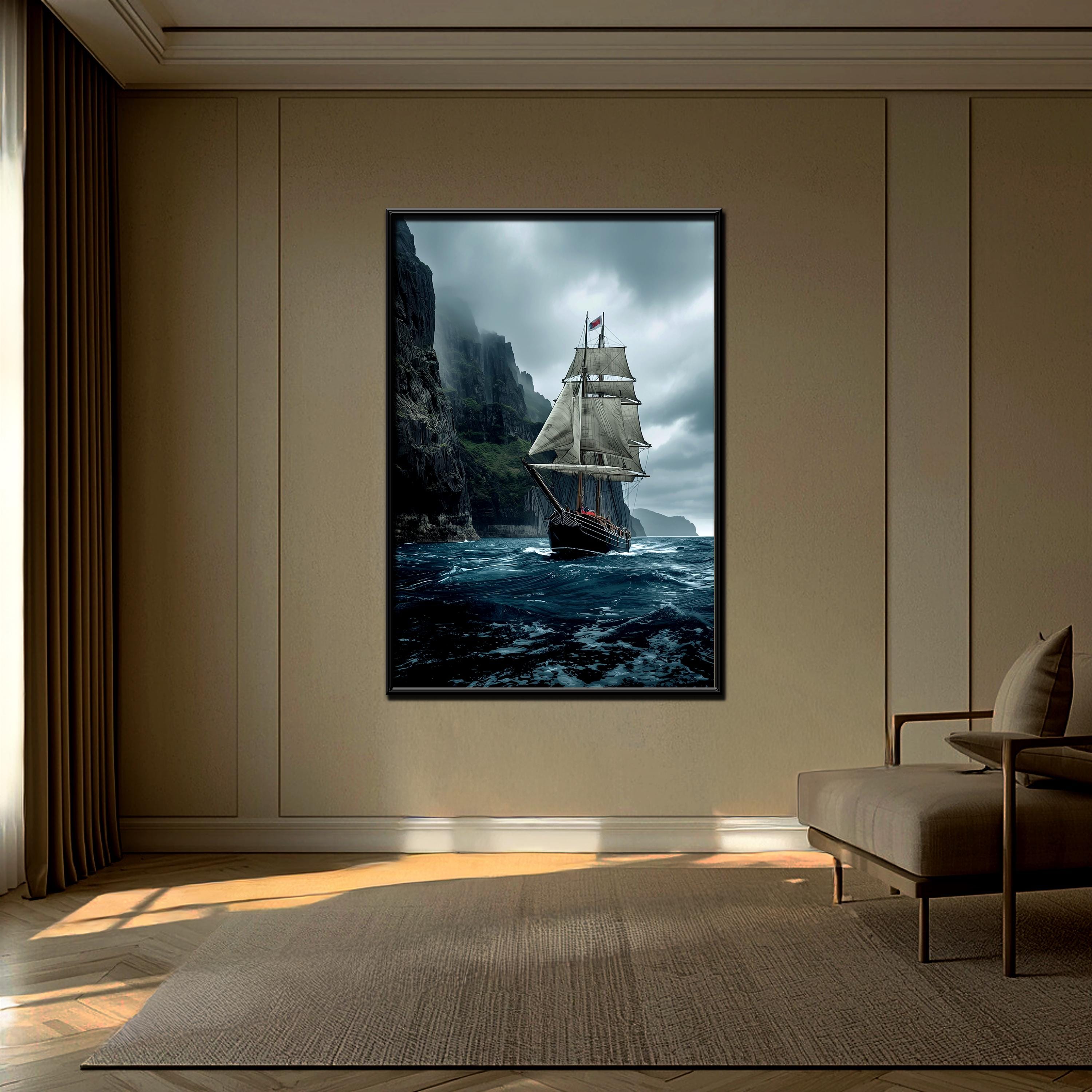 Okyanus Yolculuğu Yelkenli Gemi Duvar Sanatı | Denizcilik Baskısı, Macera Denizcilik Posteri