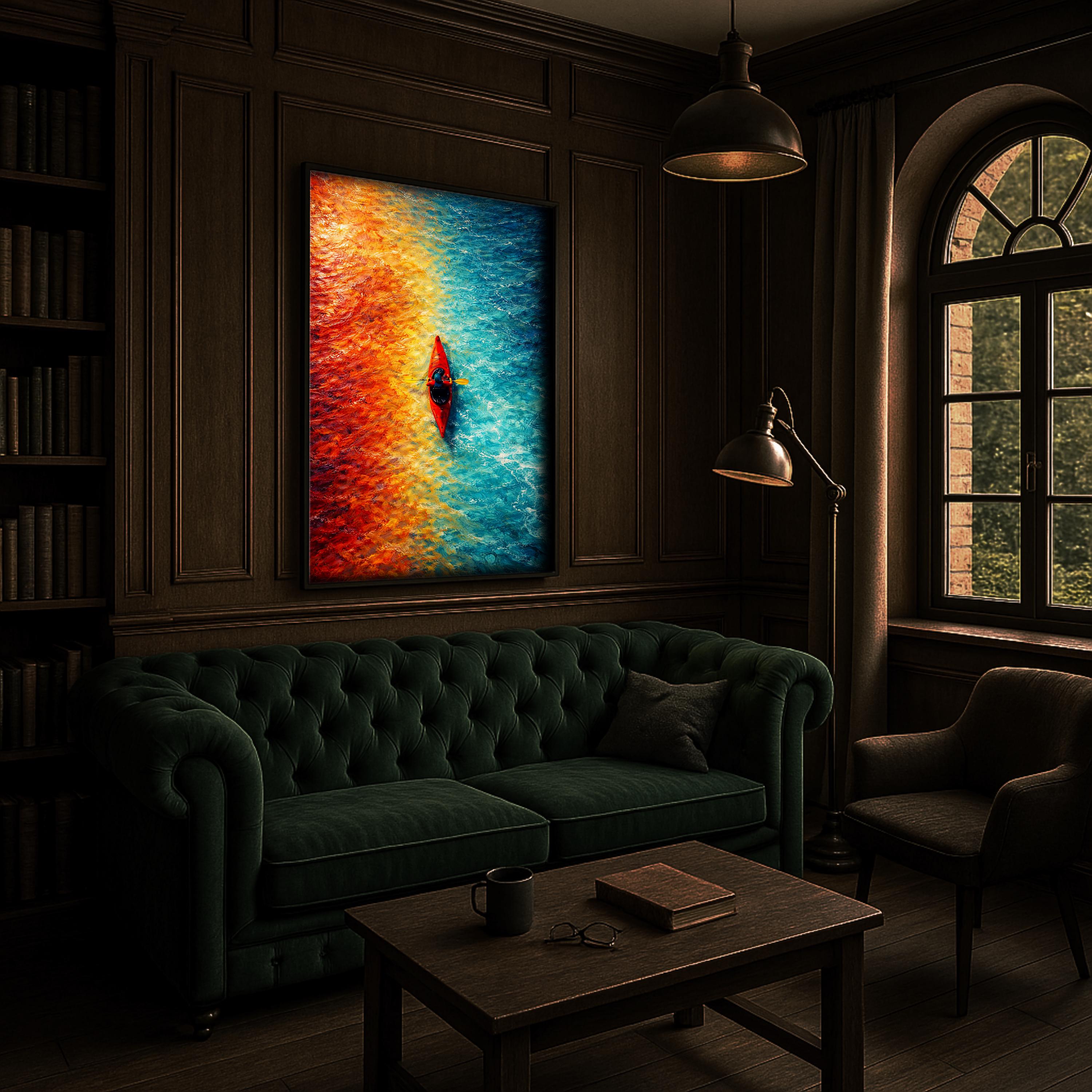 Soyut Kayak Duvar Sanatı | Renkli Havadan Su Baskısı, Modern Macera Duvar Dekoru