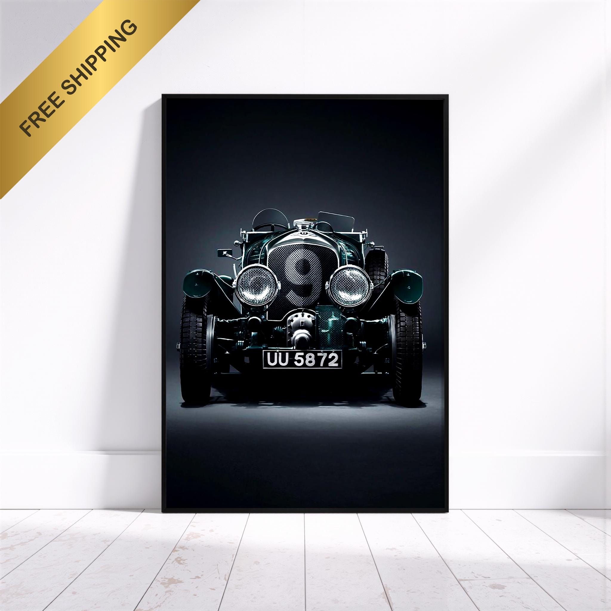 Klasik Araba Duvar Sanatı | Klasik Yarış Otomobili Baskısı, Retro Motor Sporları Sanatı, Erkeklere Özel Duvar Dekoru