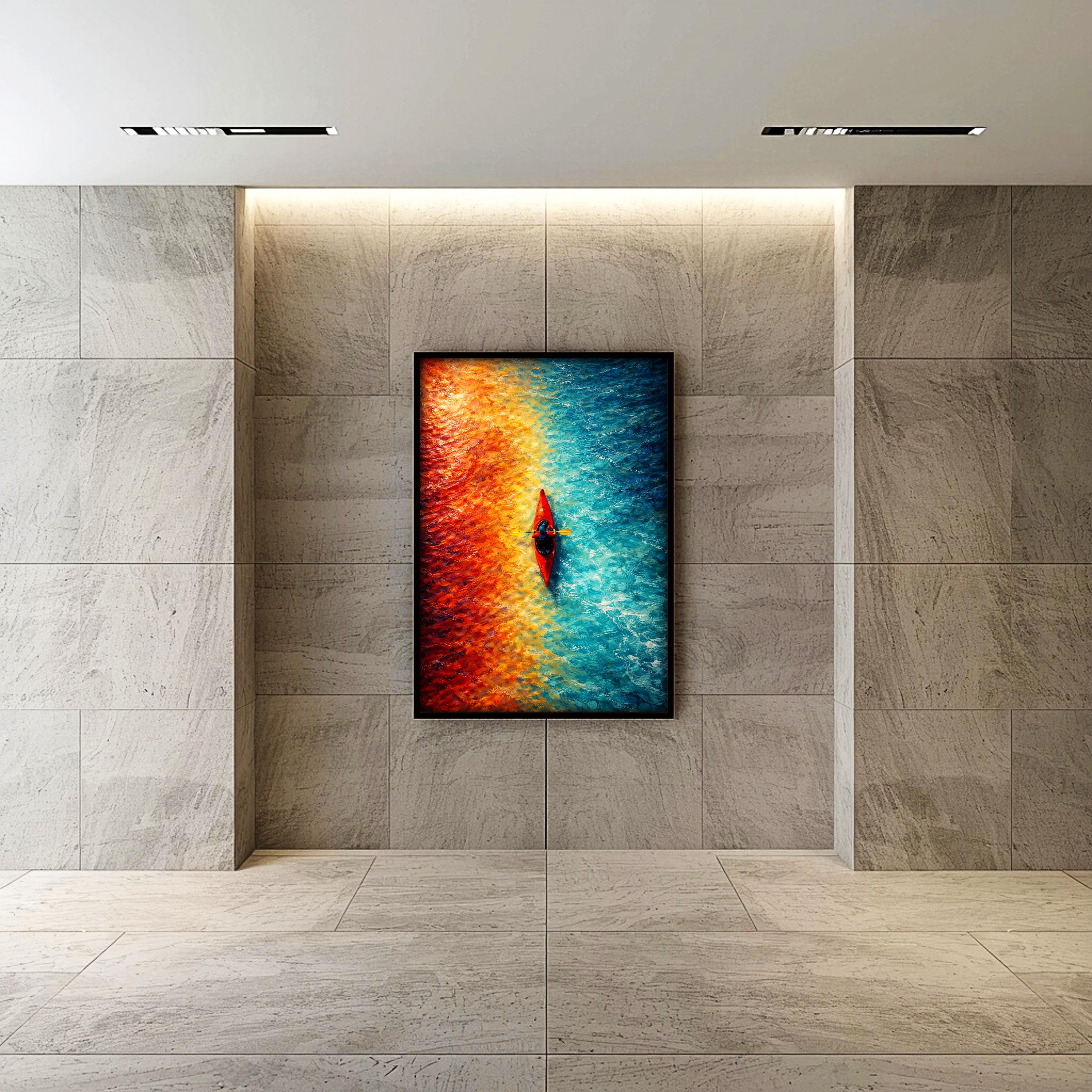 Soyut Kayak Duvar Sanatı | Renkli Havadan Su Baskısı, Modern Macera Duvar Dekoru