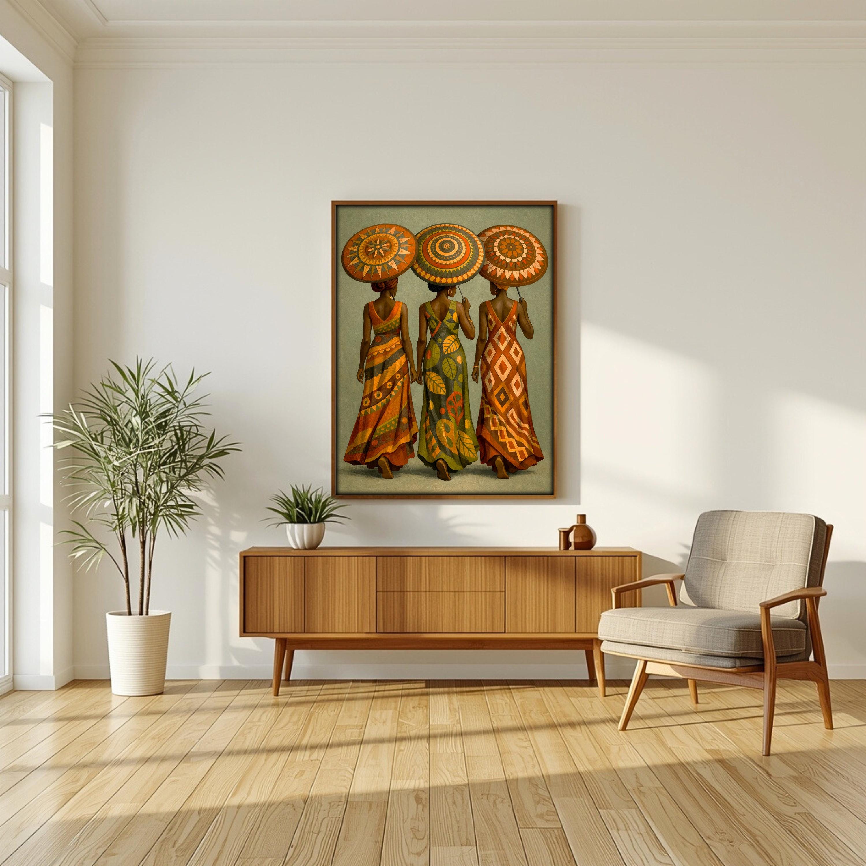 Afrika Kadınları Duvar Sanatı | Renkli Afrocentric Portre Baskısı, Kültürel Kadın Sanatı, Dikkat Çekici Ev Dekorasyonu