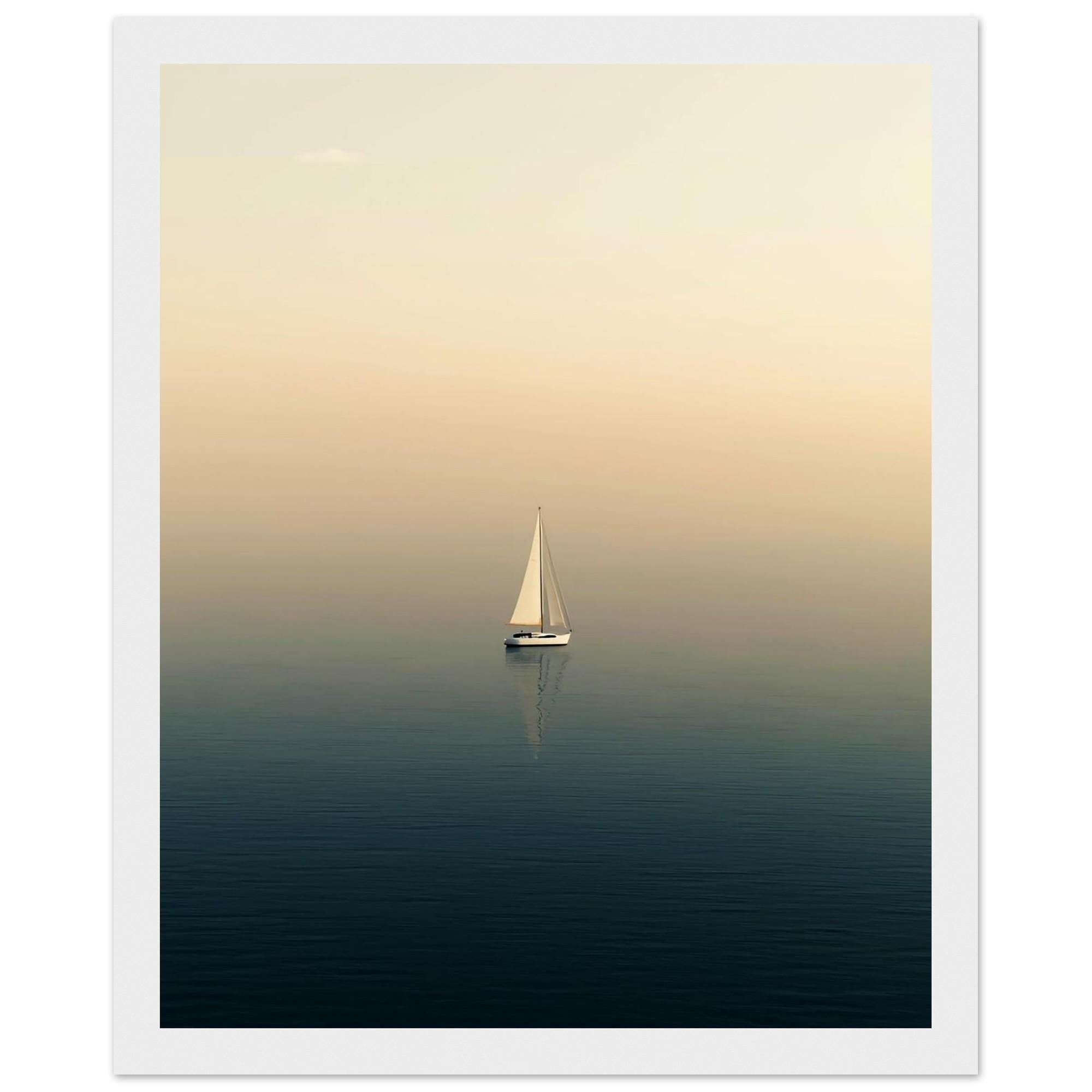 Minimalist Yelkenli Duvar Sanatı | Sakin Denizcilik Temalı Okyanus Baskısı, Modern Sahil Posteri