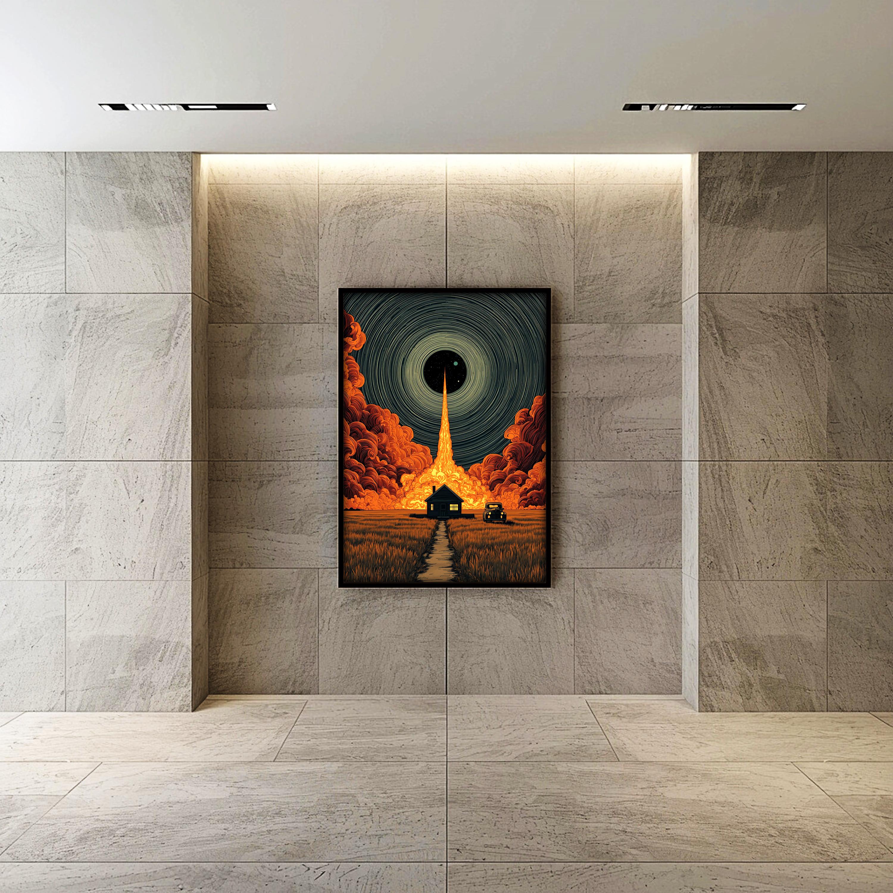 Sürreal Soyut Duvar Sanatı | Kavramsal Kozmik Işık İllüstrasyonu, Modern Rüya Gibi Ev Dekorasyonu