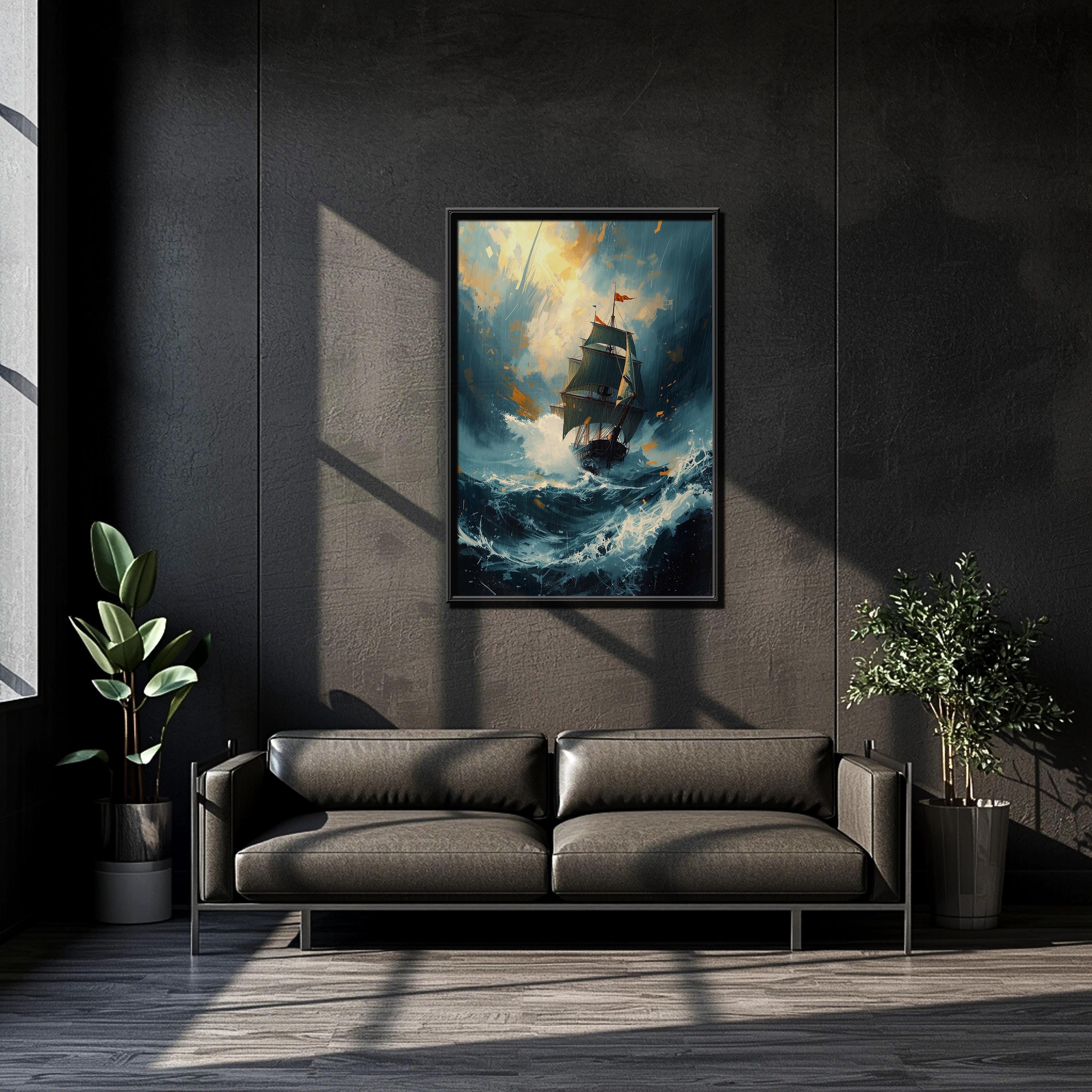 Yelkenli Gemi Duvar Sanatı | Denizcilik Temalı Baskı, Etkileyici Denizcilik Posteri