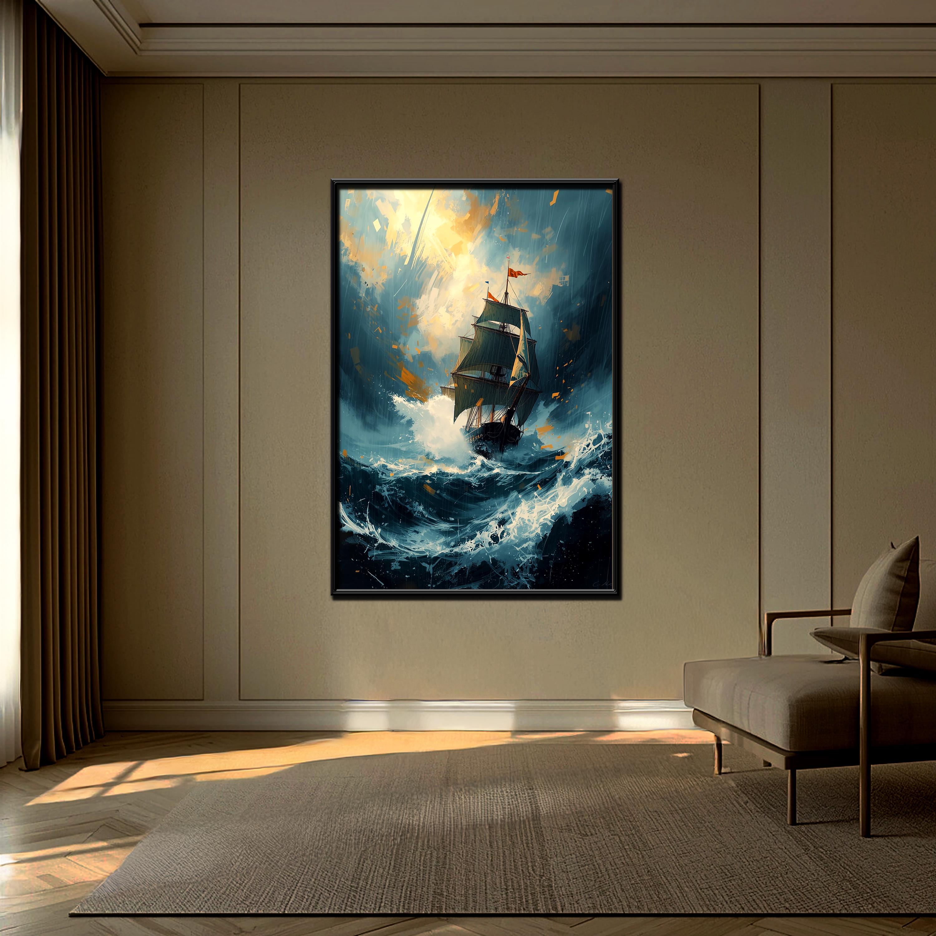 Yelkenli Gemi Duvar Sanatı | Denizcilik Temalı Baskı, Etkileyici Denizcilik Posteri