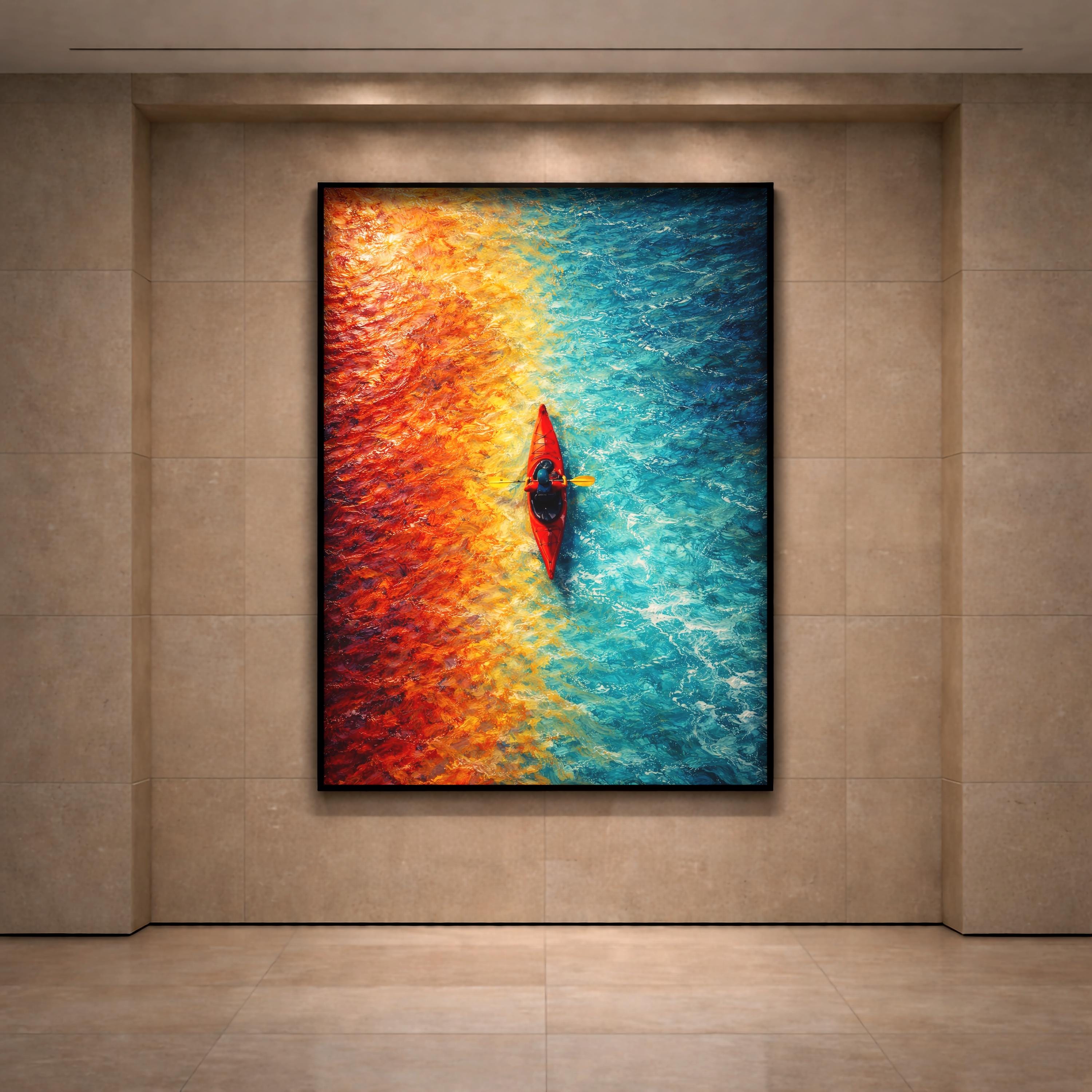 Soyut Kayak Duvar Sanatı | Renkli Havadan Su Baskısı, Modern Macera Duvar Dekoru