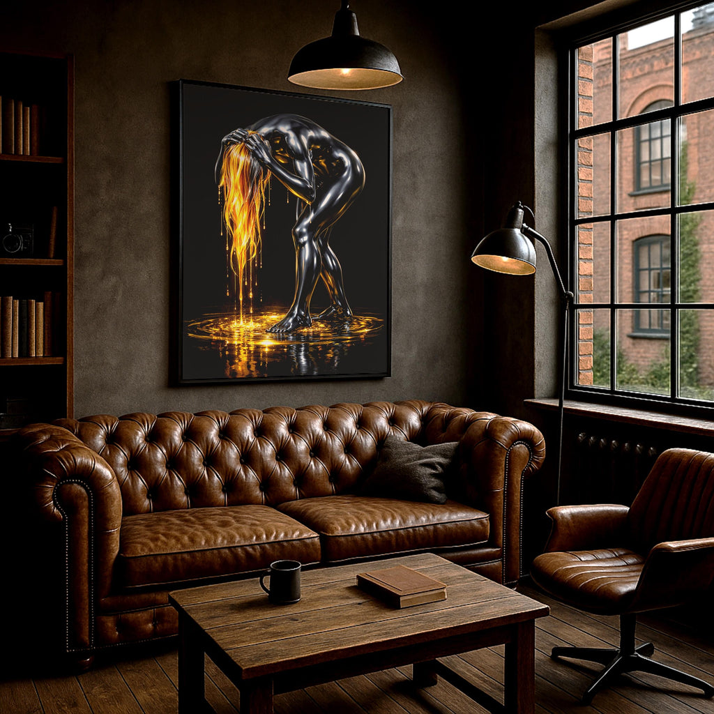 Soyut Siyah ve Altın Duvar Sanatı | Modern Lüks Duvar Dekoru