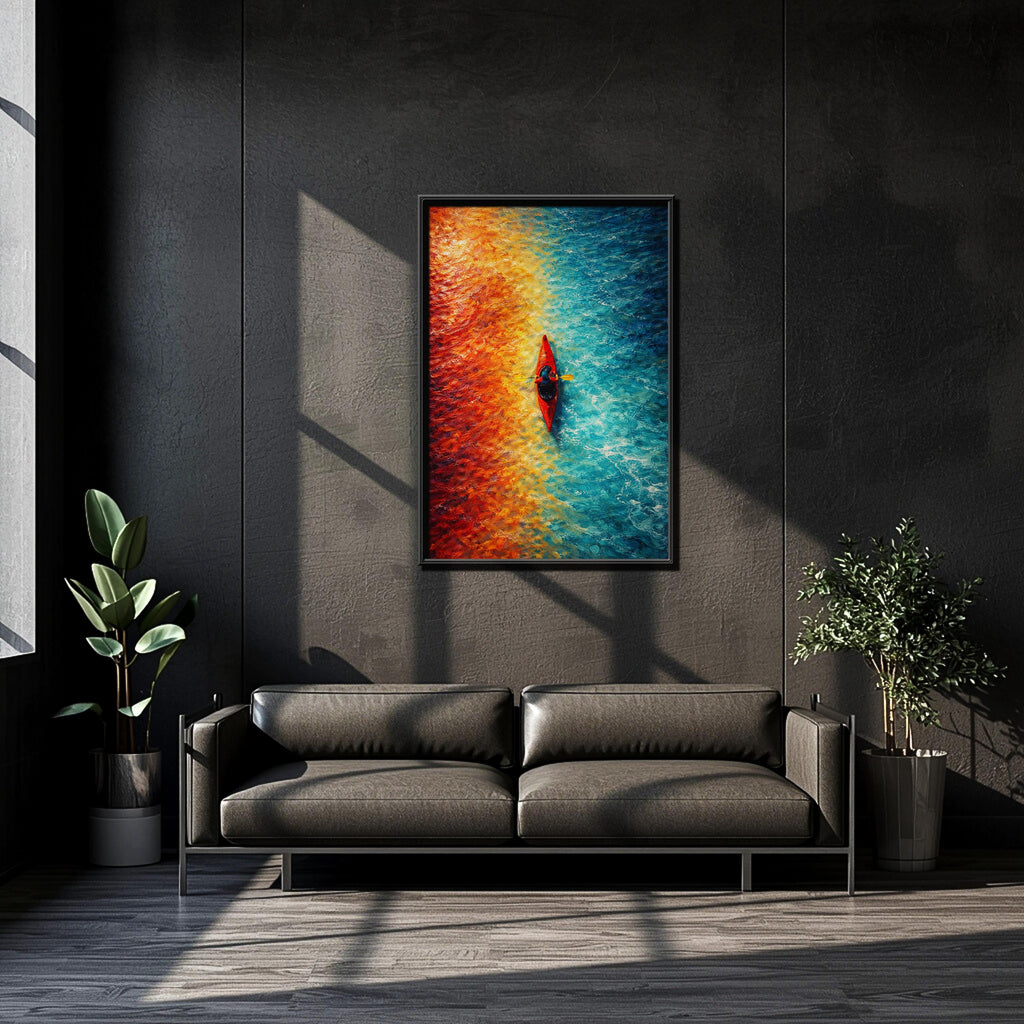Soyut Kayak Duvar Sanatı | Renkli Havadan Su Baskısı, Modern Macera Duvar Dekoru